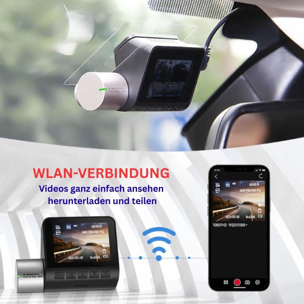 Elebest 4K UHD Dashcam – WLAN, 170° Weitwinkel auto dashcam autokamera mit nachtsicht