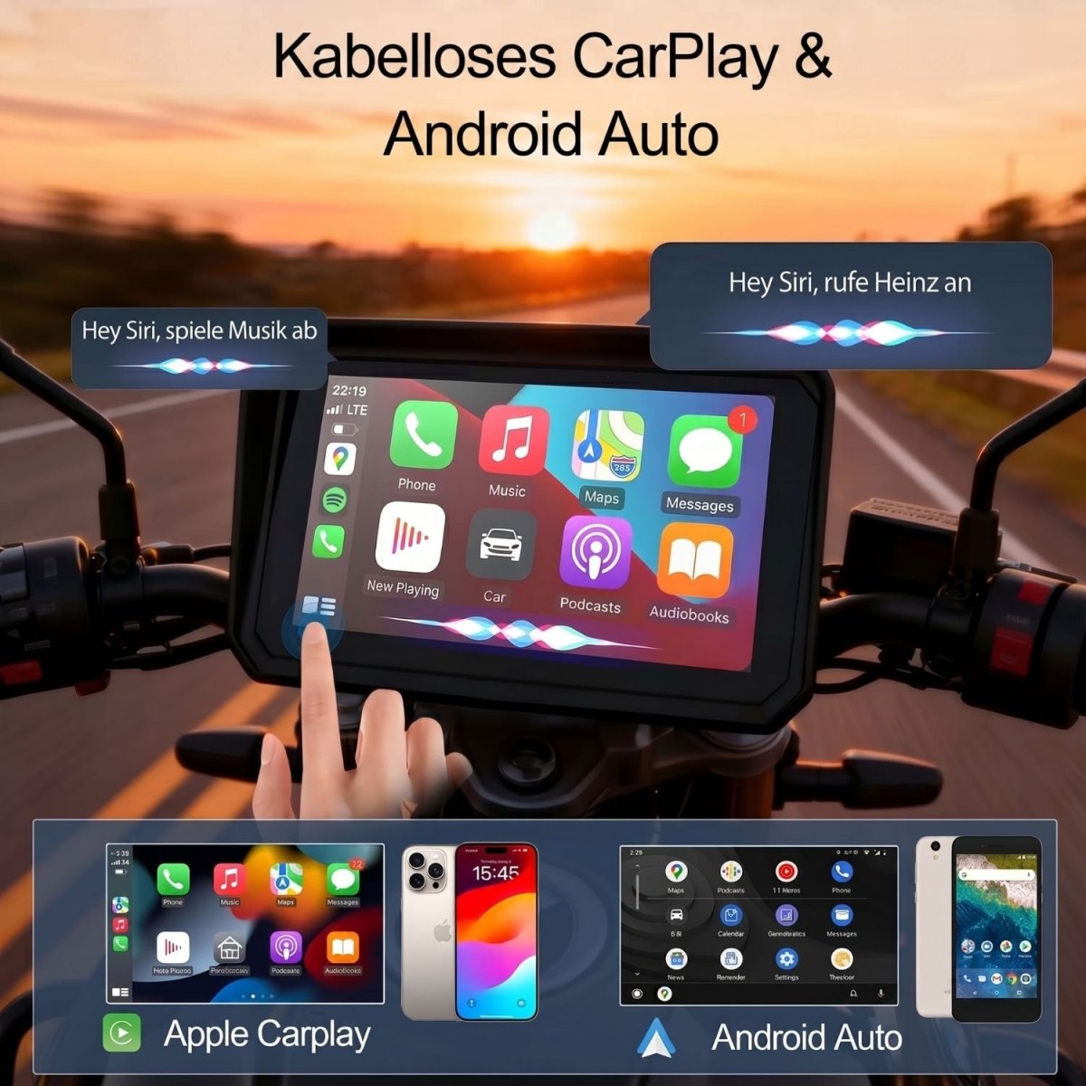 Elebest 7 Zoll CarPlay & Android Auto Display für BMW Motorrad | IP67 7 Zoll Motorrad Navi BMW Connected Cradle