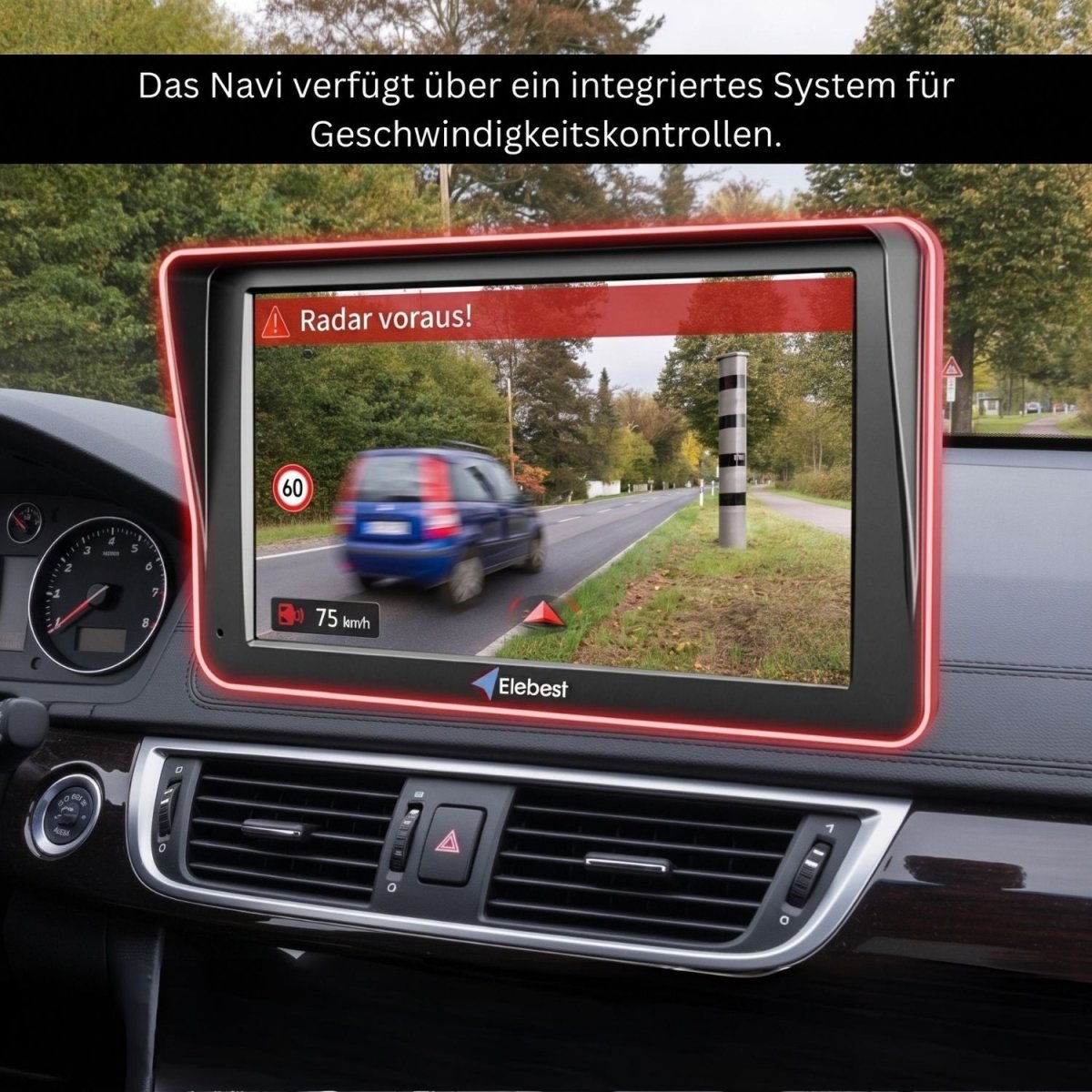Elebest 9 Zoll Navi 90TMC für PKW und Wohnmobil mit Blitzerwarnung und Geschwindigkeitsanzeige