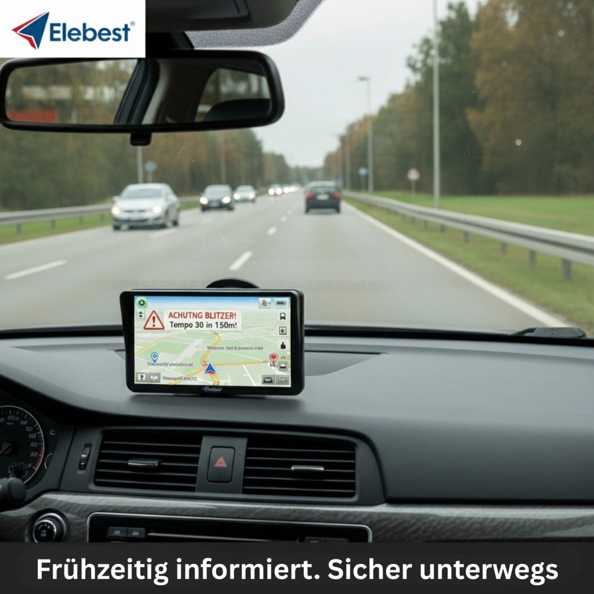 Elebest 90KA Navigationsgerät 9 Zoll Kabel - Rückfahrkamera Elebest Navi laut - ansage