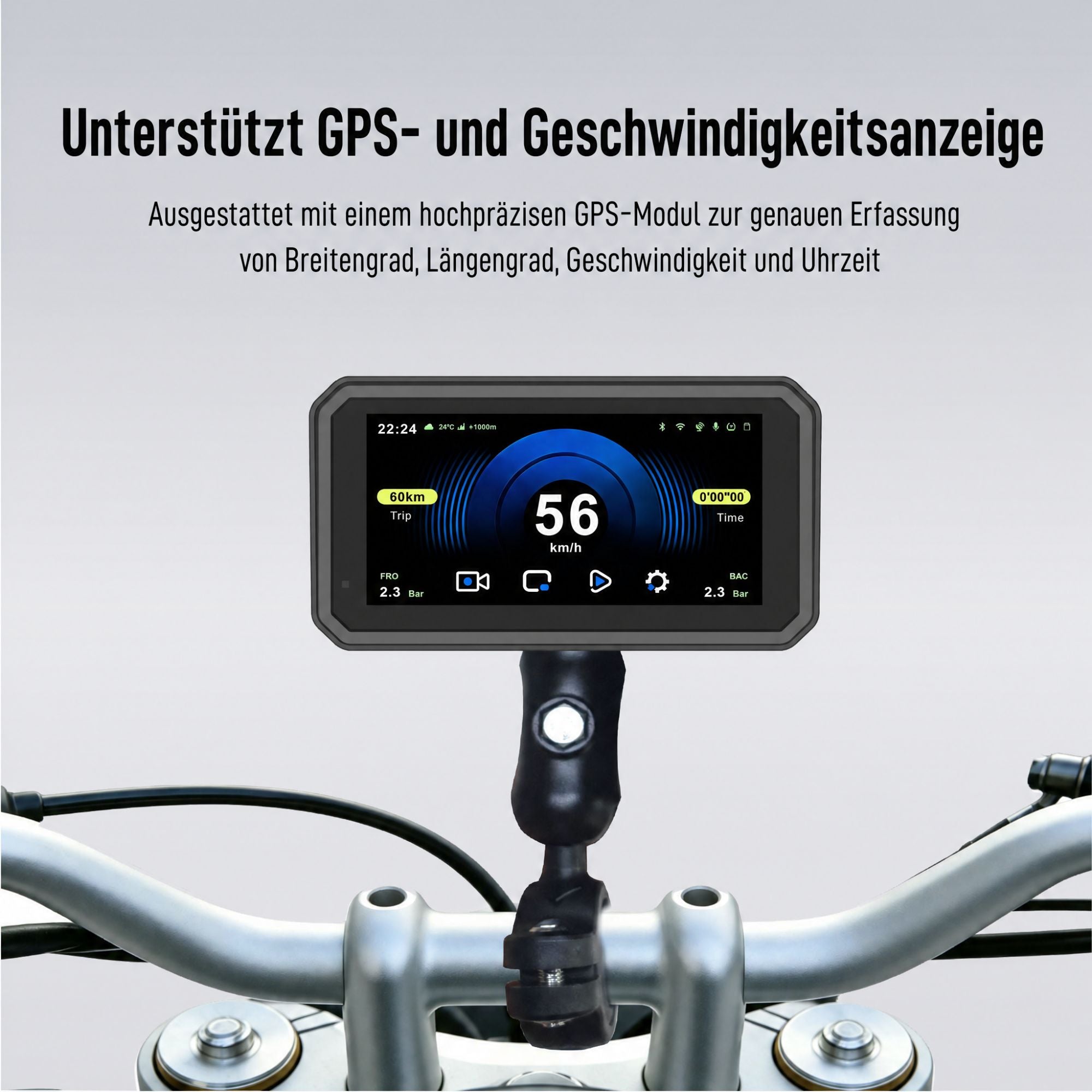 Motorrad CarPlay F96C Display 6 Zoll | Dashcam | TPMS | Abschließbare Halterung