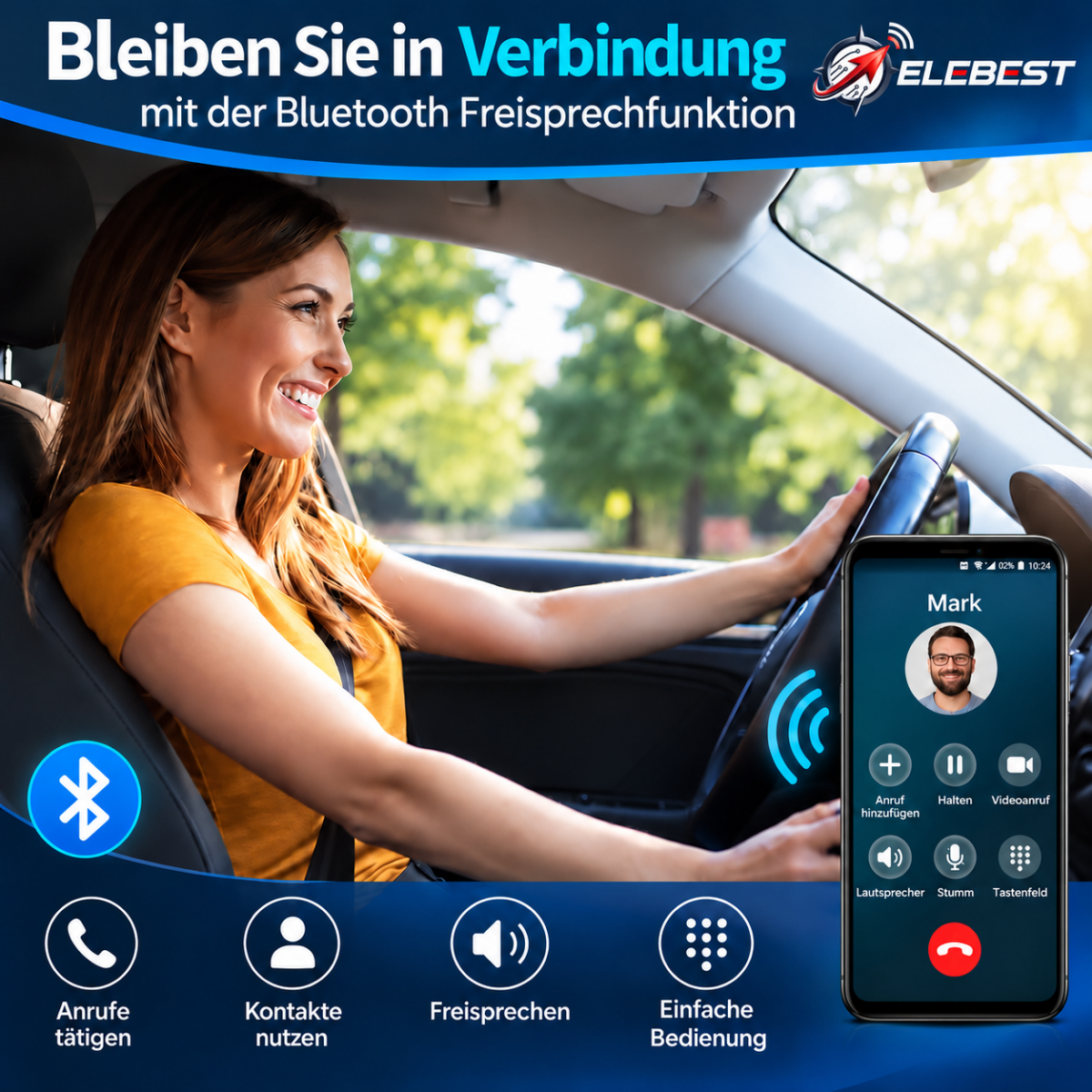 Elebest 90K 9 Zoll Navi mit Bluetooth-Freisprechen