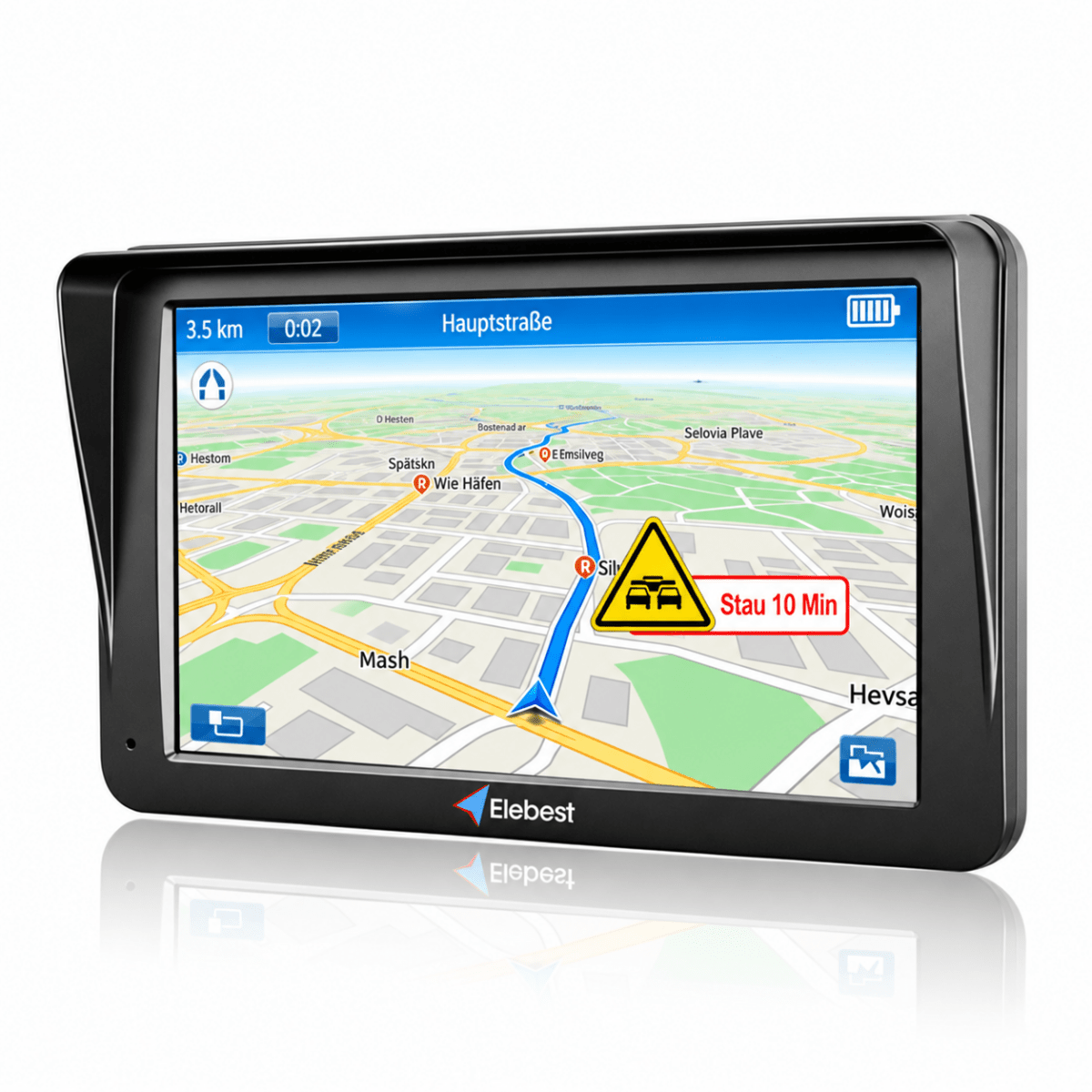 Elebest 9 Zoll Navi mit TMC-Verkehrsfunk und Europa-Karten