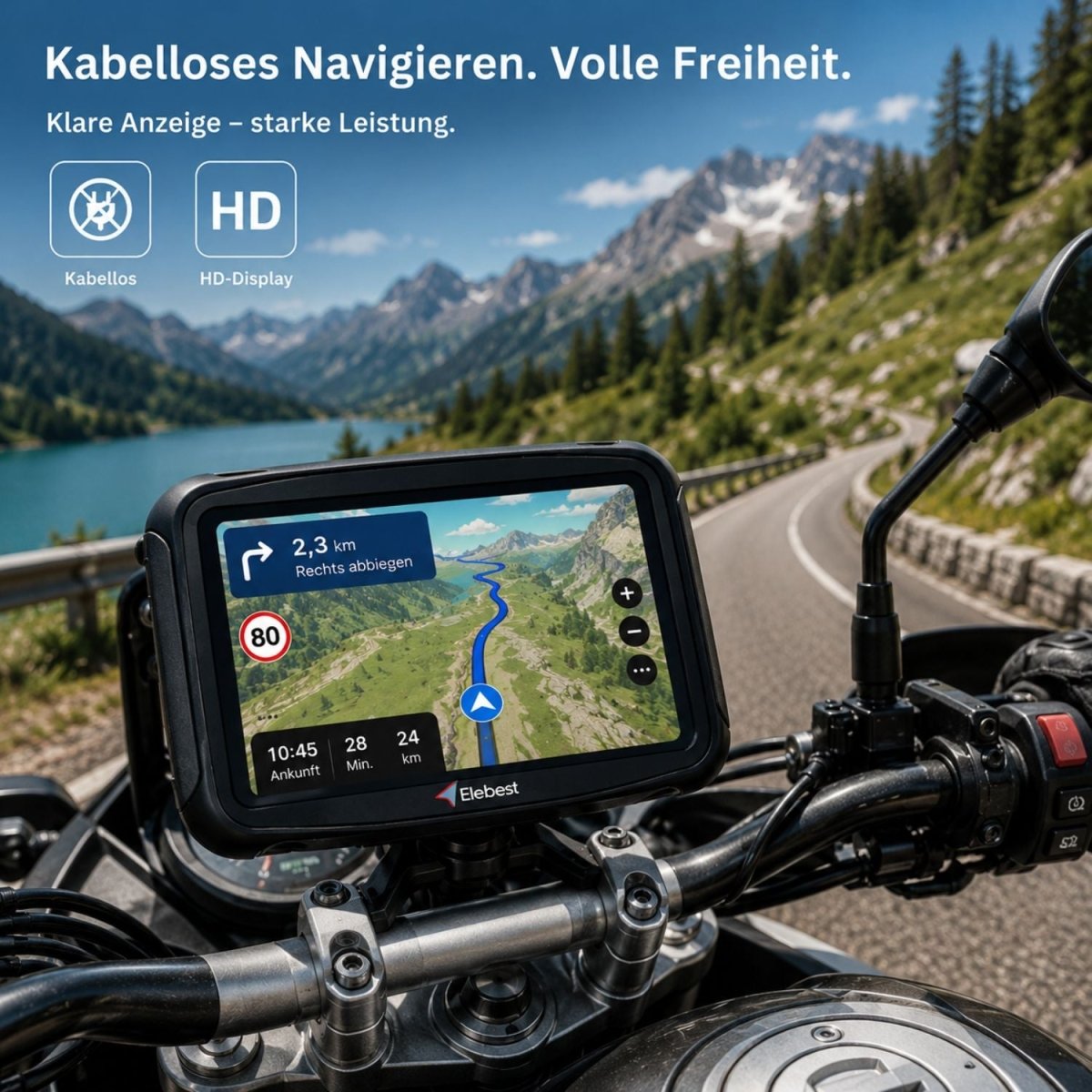 Elebest C650 Motorrad-Navigationsgerät 5 Zoll, IPX7 wasserfest