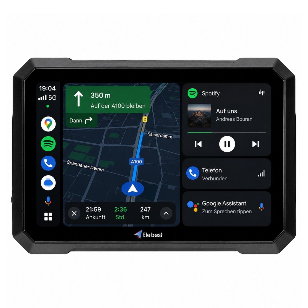 Elebest C750 wasserfestes Motorrad-Navi 7 Zoll mit Apple CarPlay und Android Auto