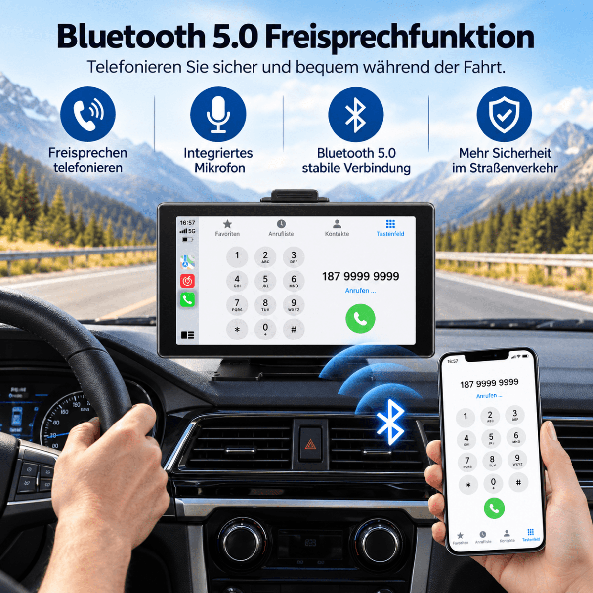 Elebest CarPlay Navi mit Touchscreen und Navigations-Apps