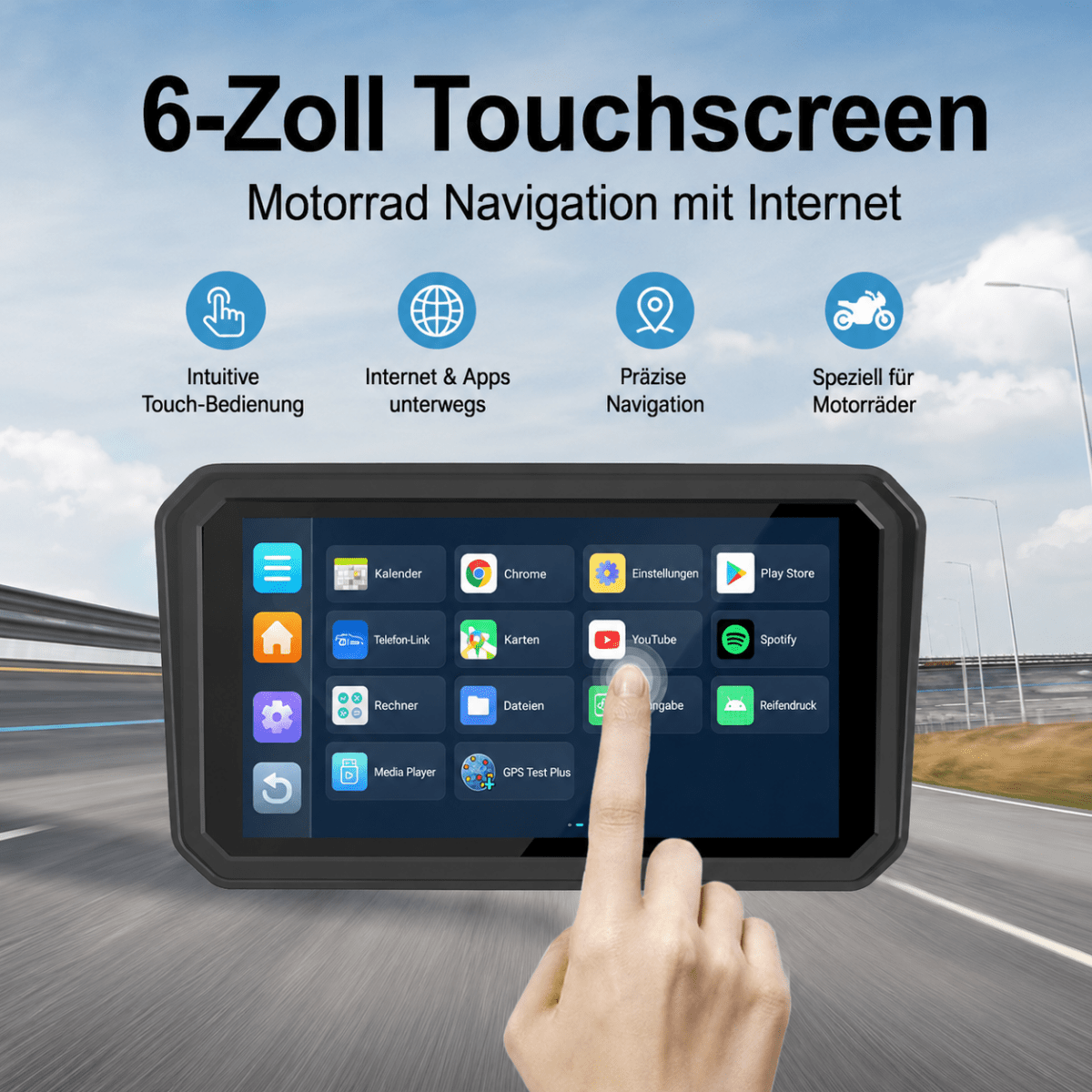 F97 Pro+ Motorrad-Display mit CarPlay, Android Auto und eigenständigem Android 14