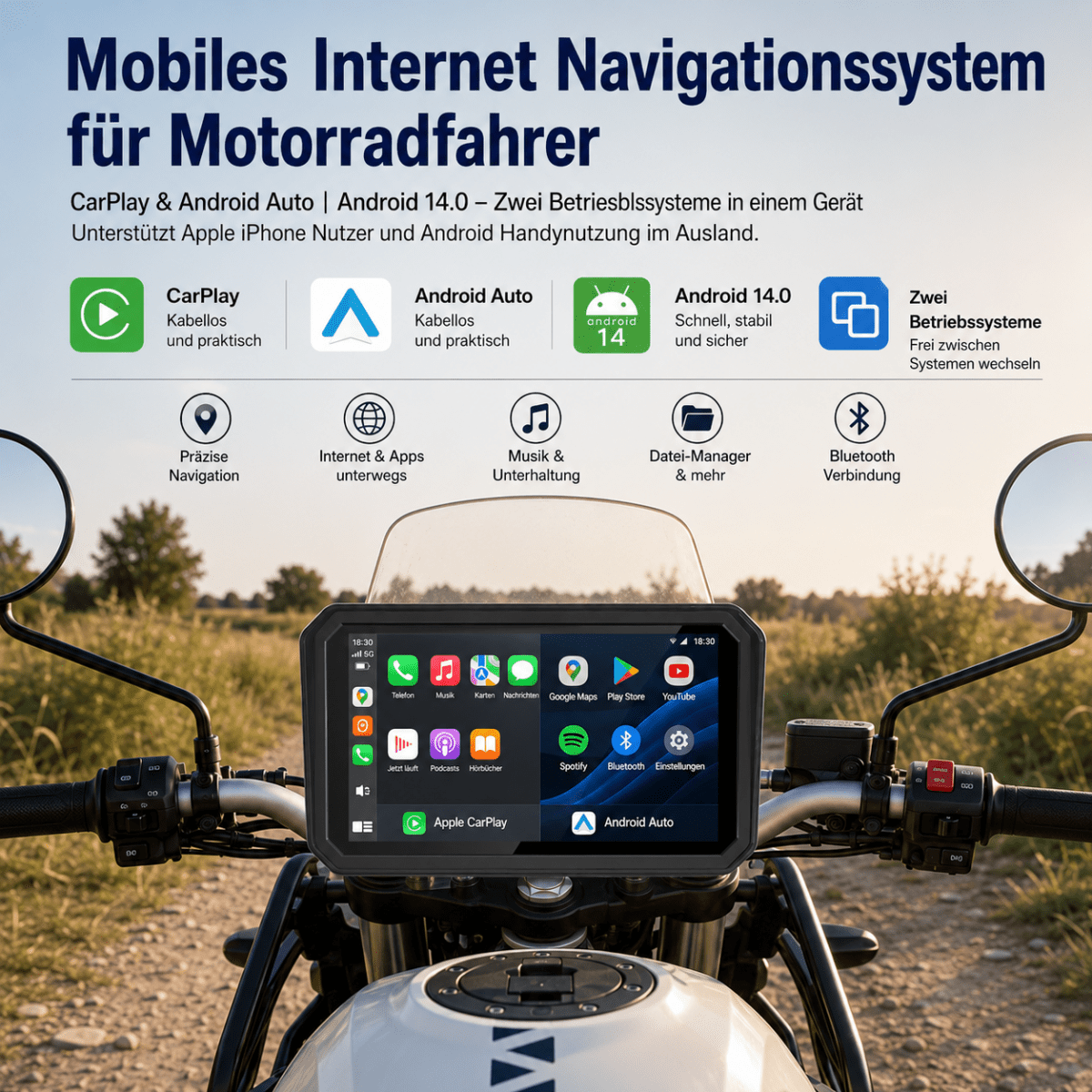 IP67 wasserdichtes Motorrad-Navi F97 Pro+ bei Regen und Spritzwasser