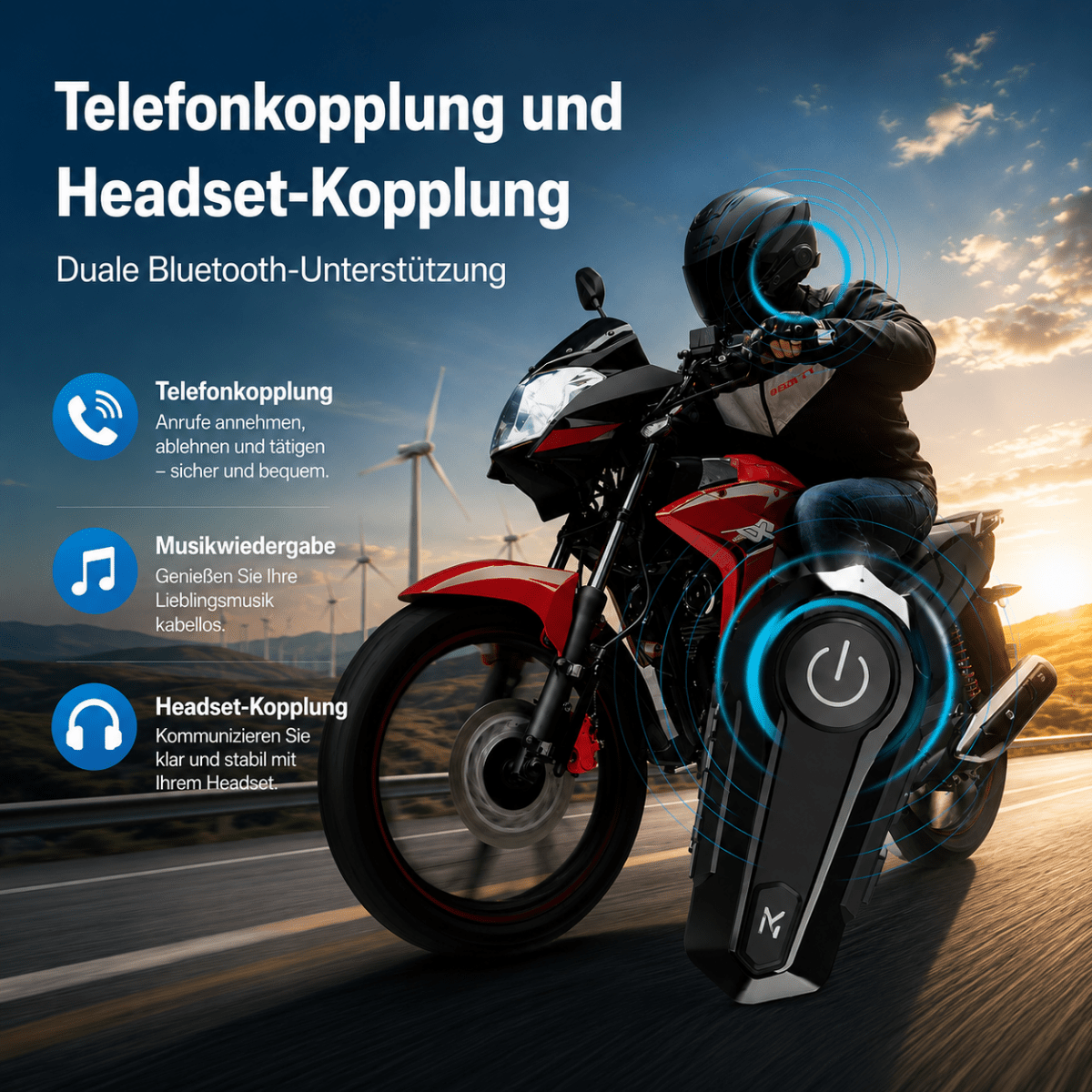 Sprachsteuerung per Siri und Google Assistant am F97 Pro+ Motorrad-Navi