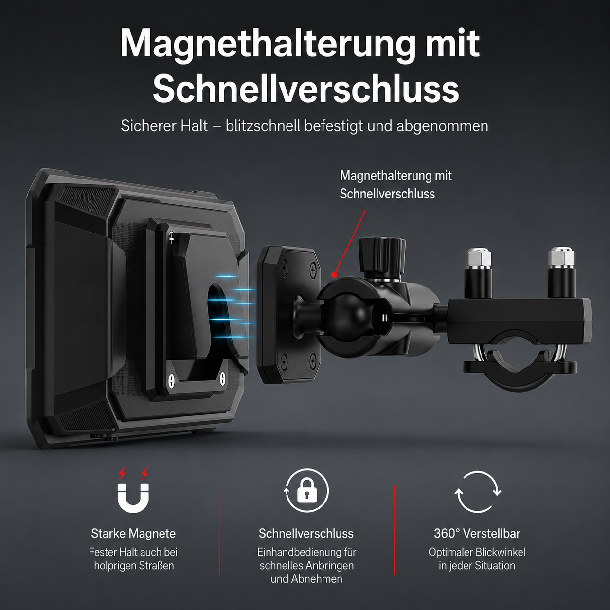 Kabelloses Apple CarPlay und Android Auto auf dem 6-Zoll-Display am Motorradlenker