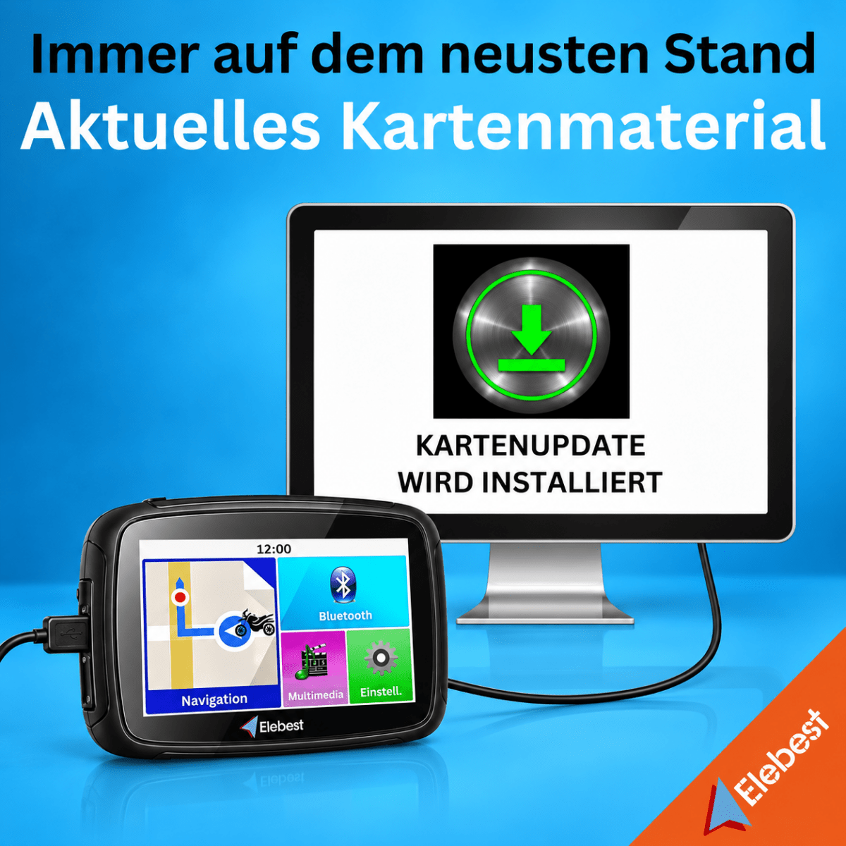 Elebest Rider W5 kompaktes 5 Zoll Navi mit Europa-Kartenmaterial