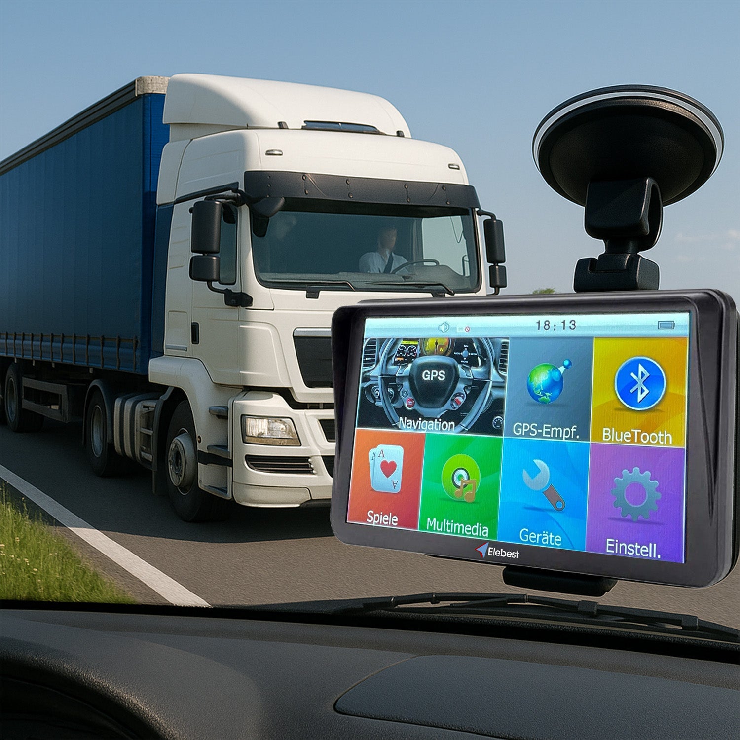 Lkw Navigationsgerät mit großem 7- oder 9-Zoll-Display, präziser Routenführung, Europakarten und lebenslangen Kartenupdates