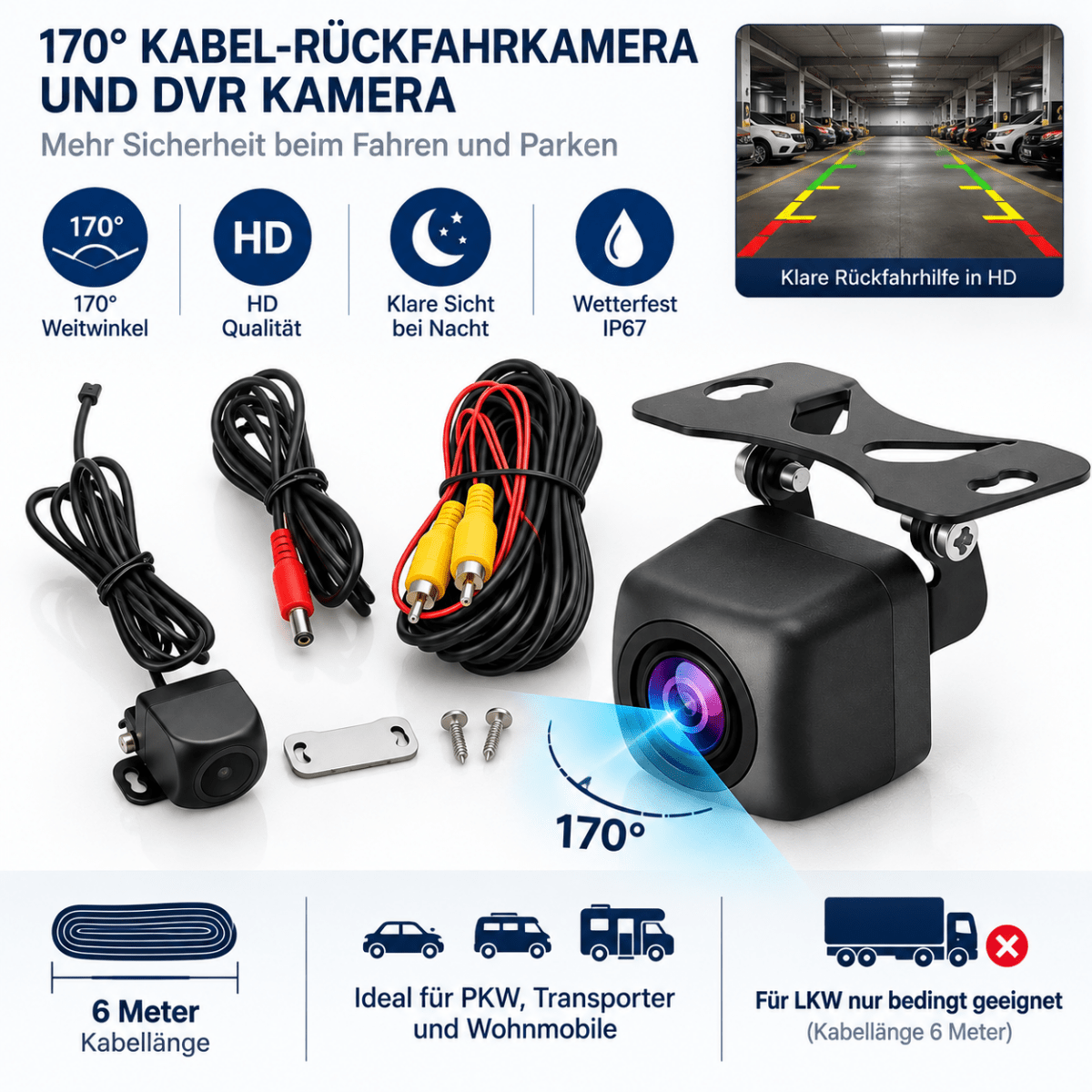 Elebest Rückfahrkamera mit Einparkhilfe CarPlay