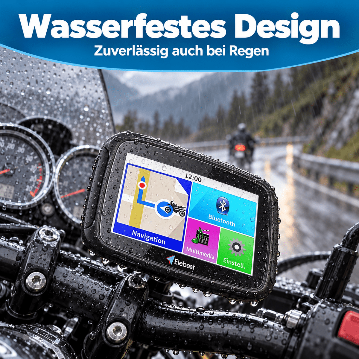 Elebest Rider W5 Motorrad Navigationsgerät mit Bluetooth für Headset