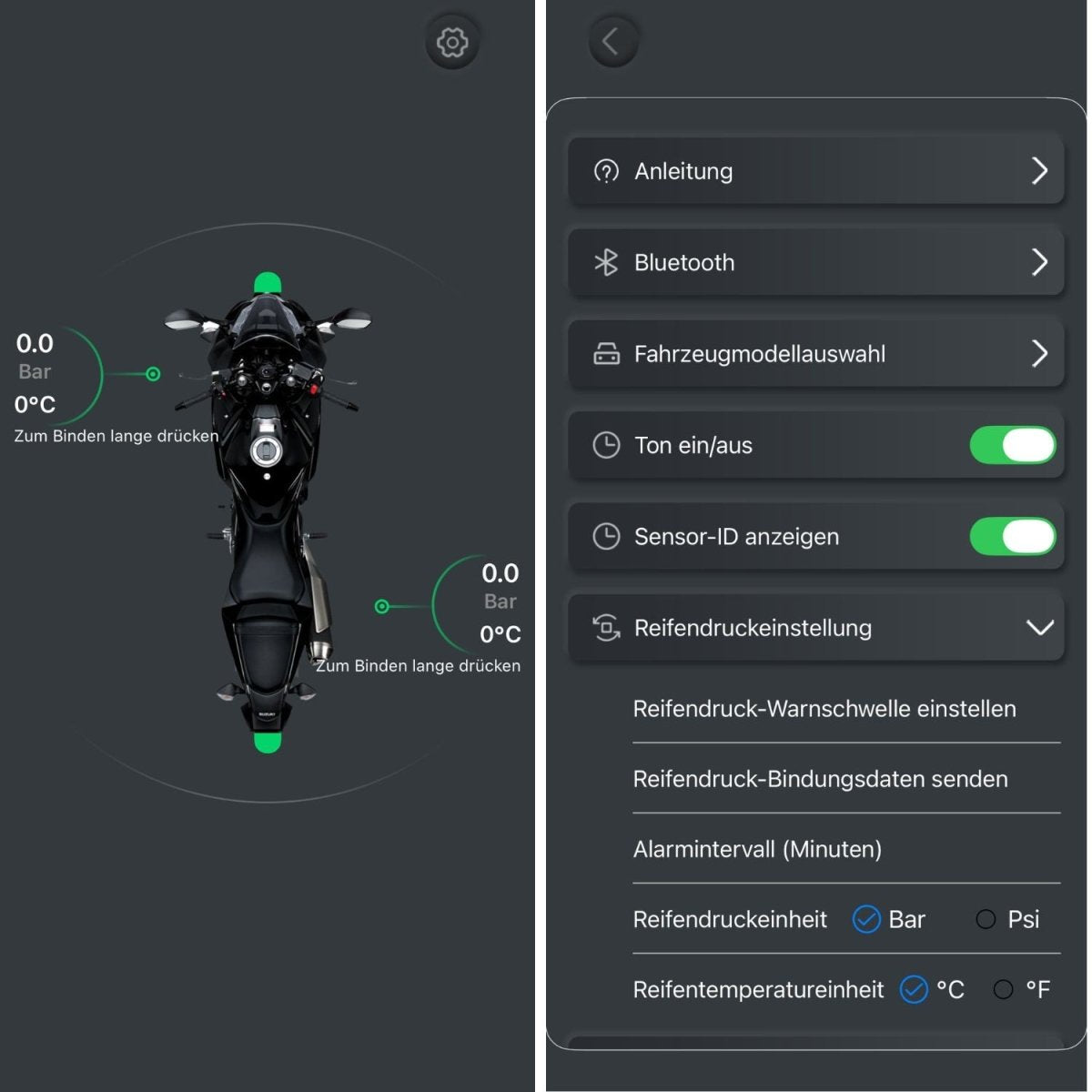 Elebest Bluetooth Reifendruckkontrolle TPMS für Motorrad, Roller & E‑Bike Bluetooth 5.0 Fahrrad