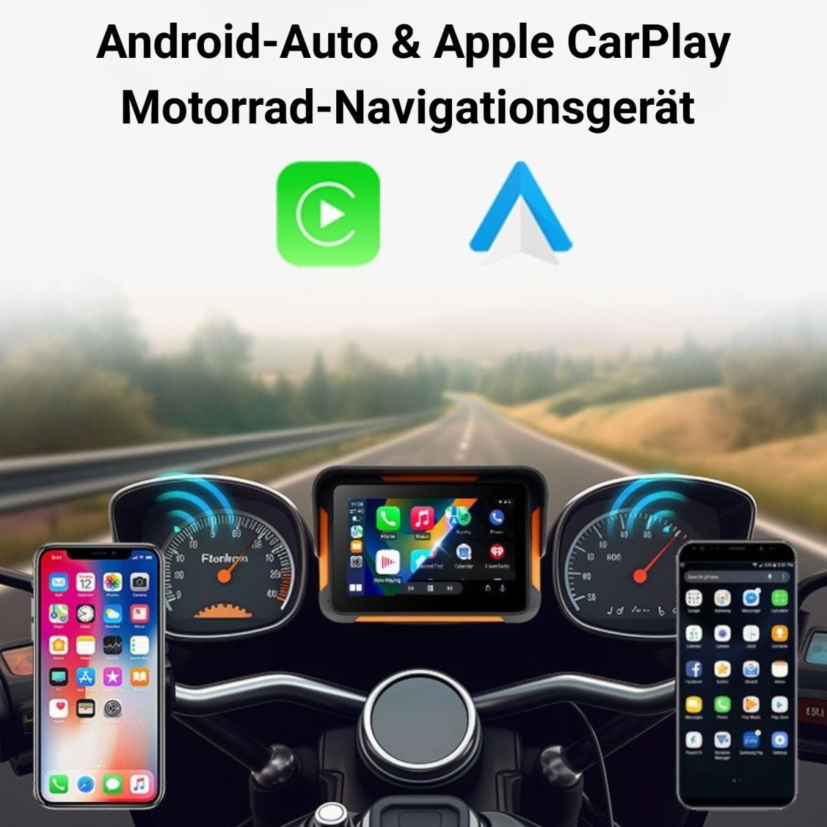 Elebest CarPlay C950 Motorrad - Navi 5 Zoll mit Reifenluftdrucküberwachung Apple CarPlay carplay nachrüsten