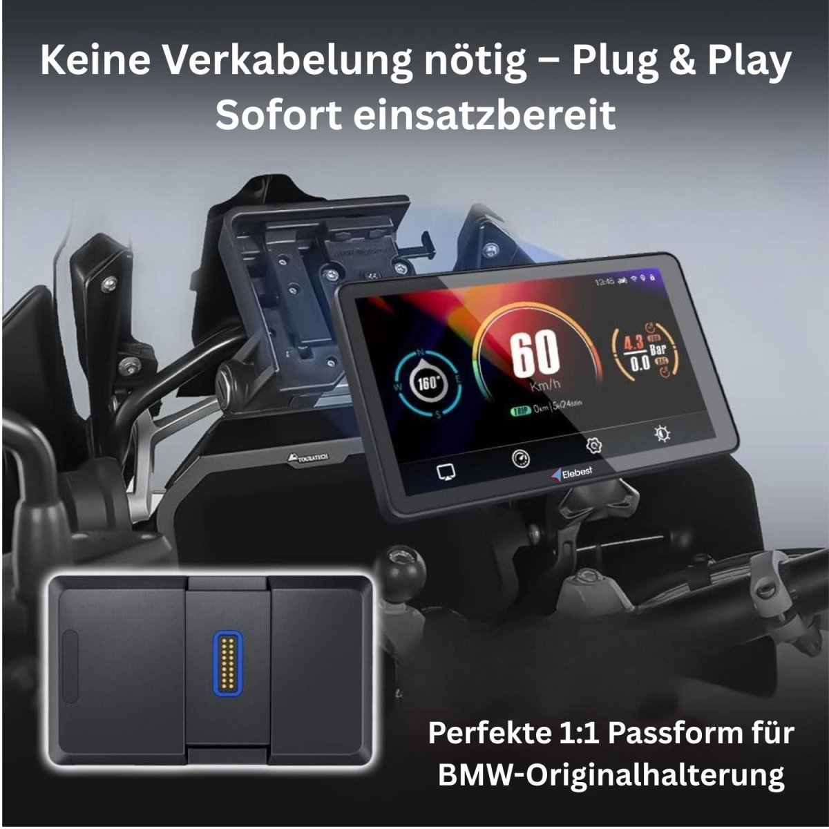 Elebest CB600 (Navigator V/VI Ersatz): 6 Zoll CarPlay Android - Auto Navi für BMW Android Auto Screen Display für Motorrad