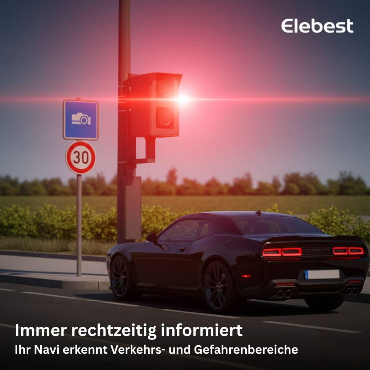 Elebest City 70AT GPS - Navi 7" TMC & Fahrspurassistent & Sonnenblende 7 Zoll Navigationsgerät Navi mit Sonnenblende