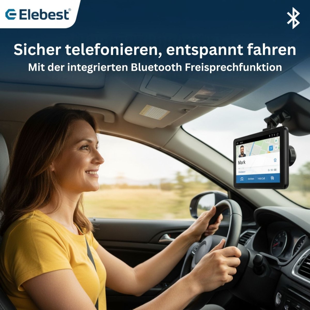 Elebest City 70AT GPS - Navi 7" TMC & Fahrspurassistent & Sonnenblende 7 Zoll Navigationsgerät Navi mit Sonnenblende