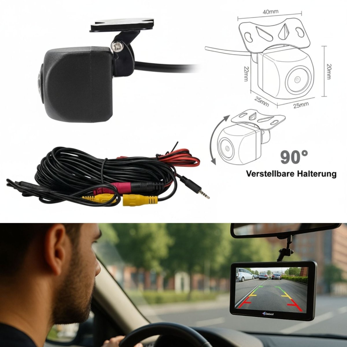 Elebest City 80KT Navigationssystem Kabel - Rückfahrkamera TMC Navi mit TMC Fahrspurassistent Navi mit TMC Verkehrsfunkempfänger