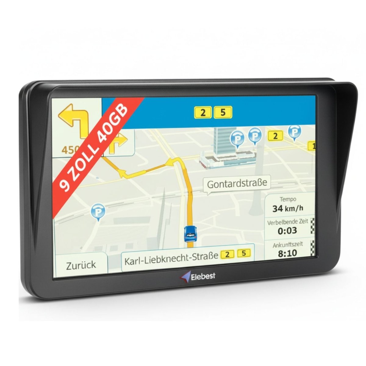 Elebest City 90+ – 9 - Zoll Navi für Europa & Fahrzeugprofile Auto Navi Elebest Navigationsgeräte