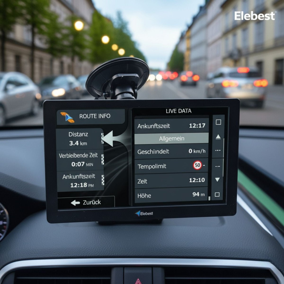 Elebest City 90 Navi – Einfaches 9 - Zoll GPS für Auto, Lkw & Wohnmobil Auto Navi mit Bluetooth Einfache Bedienung