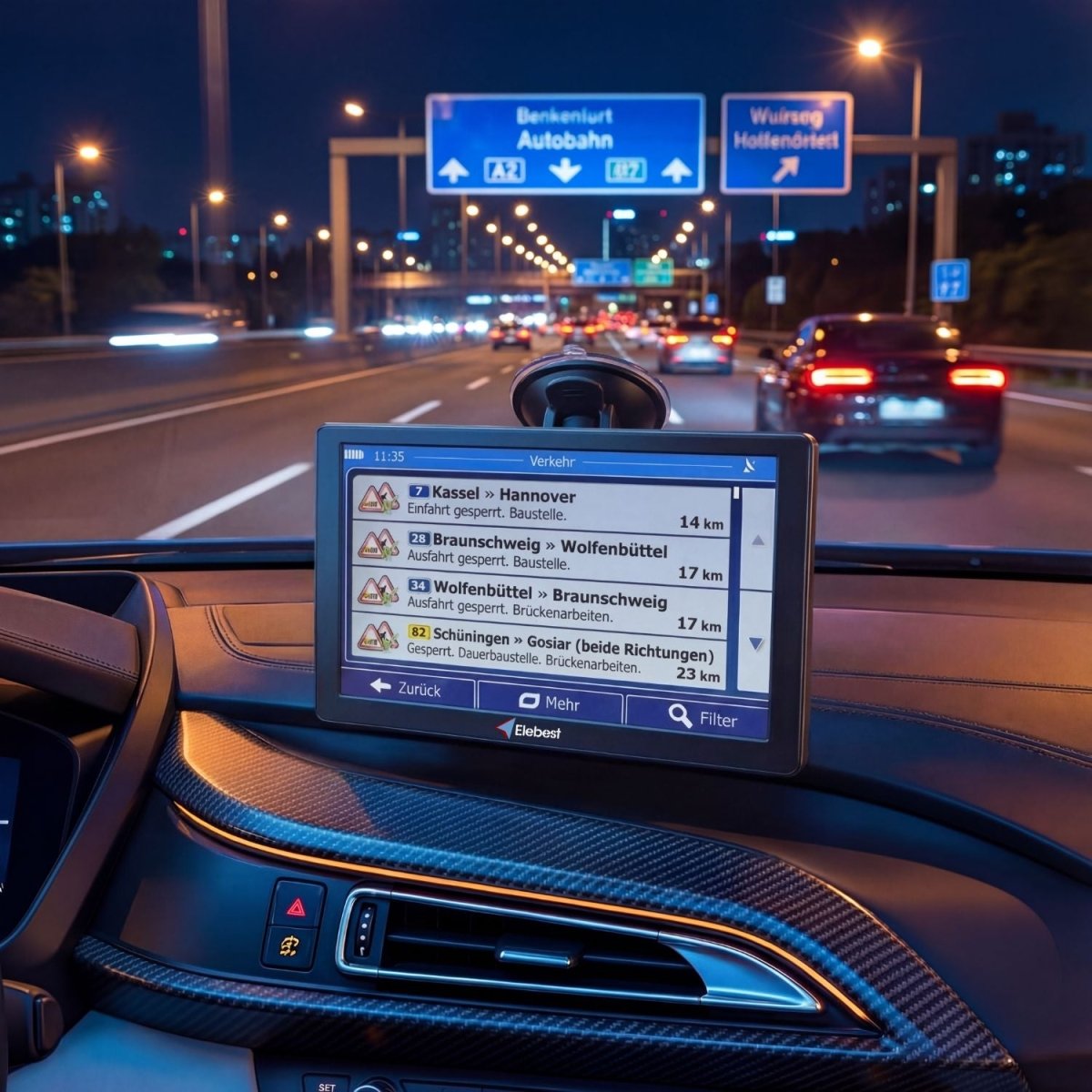 Elebest City 90T Navigationsgerät – 9" Großes Display TMC - Verkehrsfunk Auto Navi GPS Navigationssystem