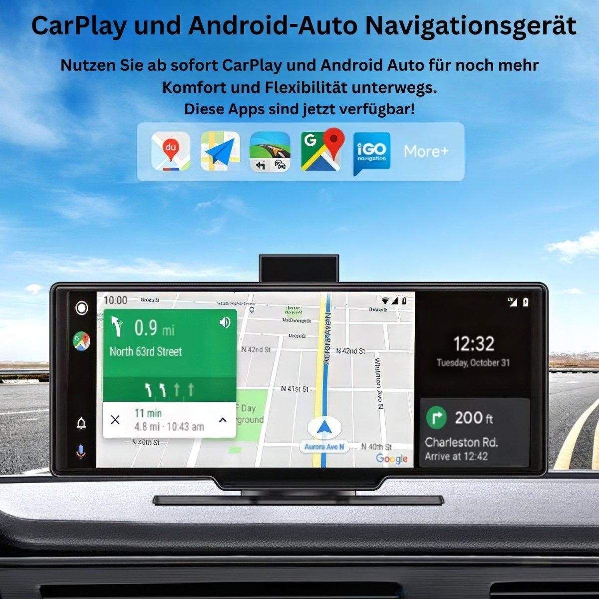 Elebest DVR 1026 Navi CarPlay, Android Auto Navi, 10.26 Zoll Apple CarPlay carplay nachrüsten