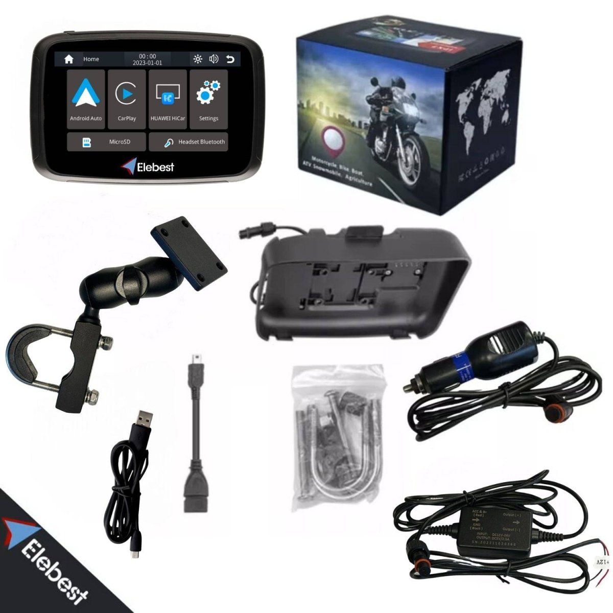 Elebest CarPlay C650 Motorrad - Navi 5 Zoll Android Auto elebest motorrad navi