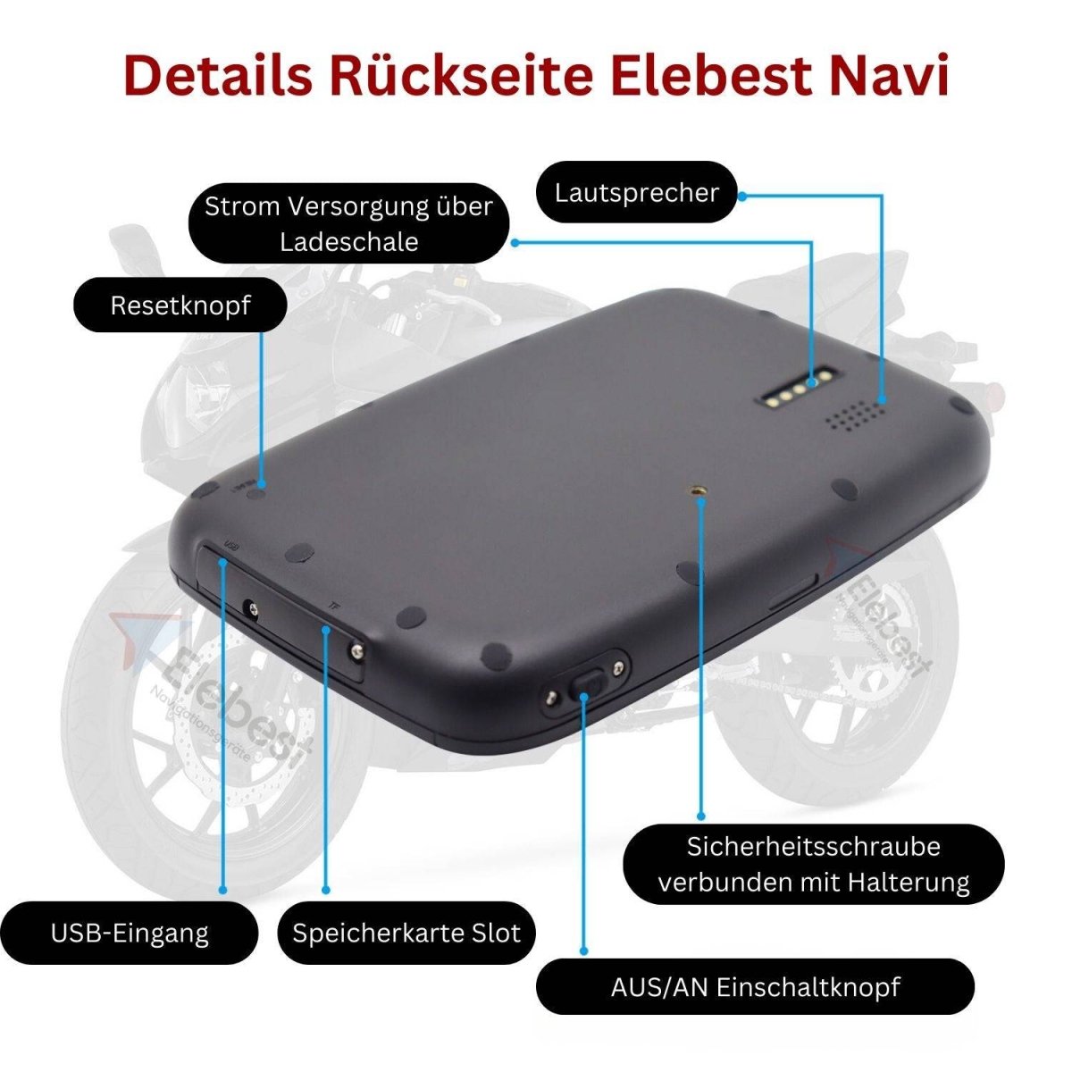 Elebest CarPlay C650 Motorrad - Navi 5 Zoll Android Auto elebest motorrad navi