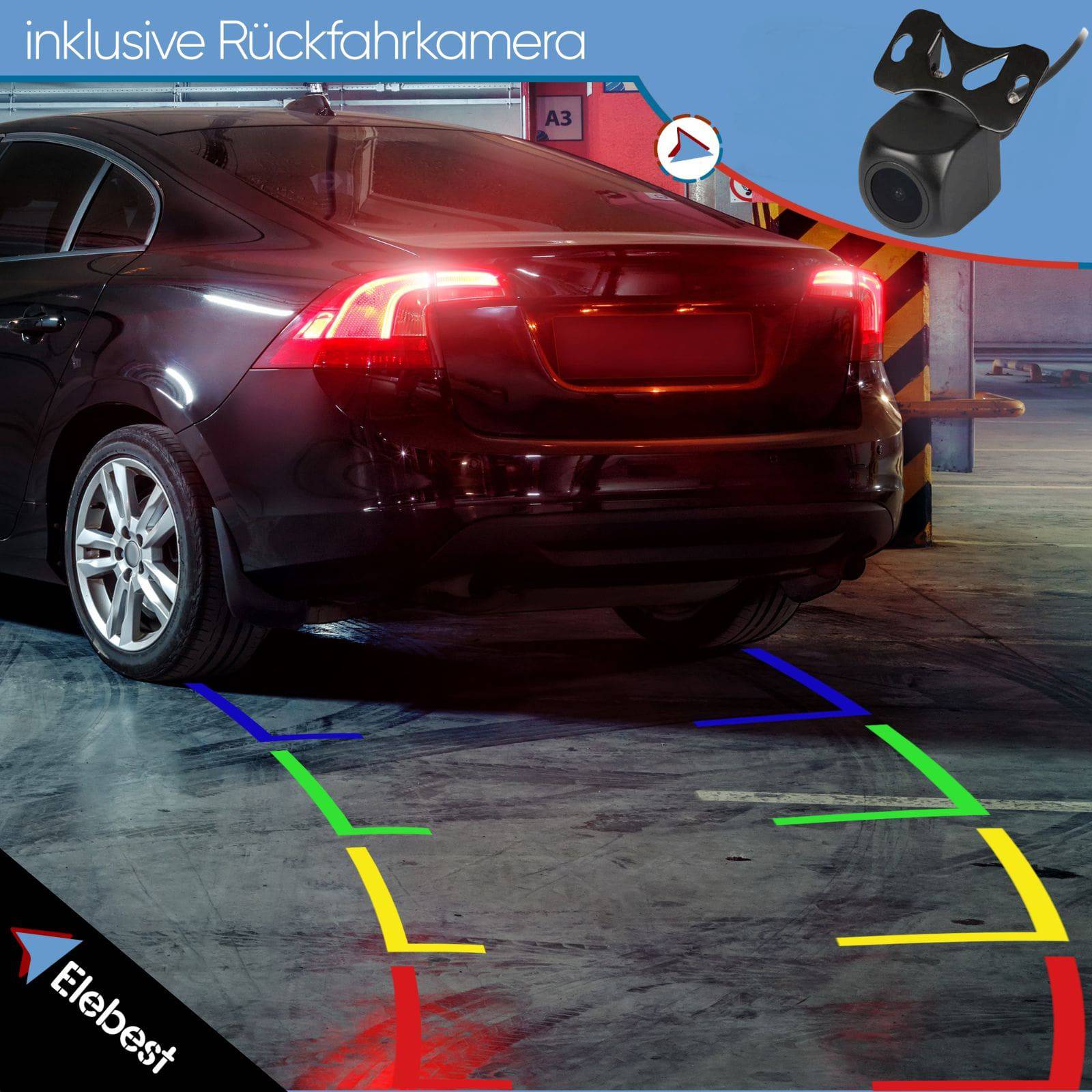 Elebest HD Funk-Rückfahrkamera mit 170-Grad-Blickwinkel Auto-Navigationsgerät.