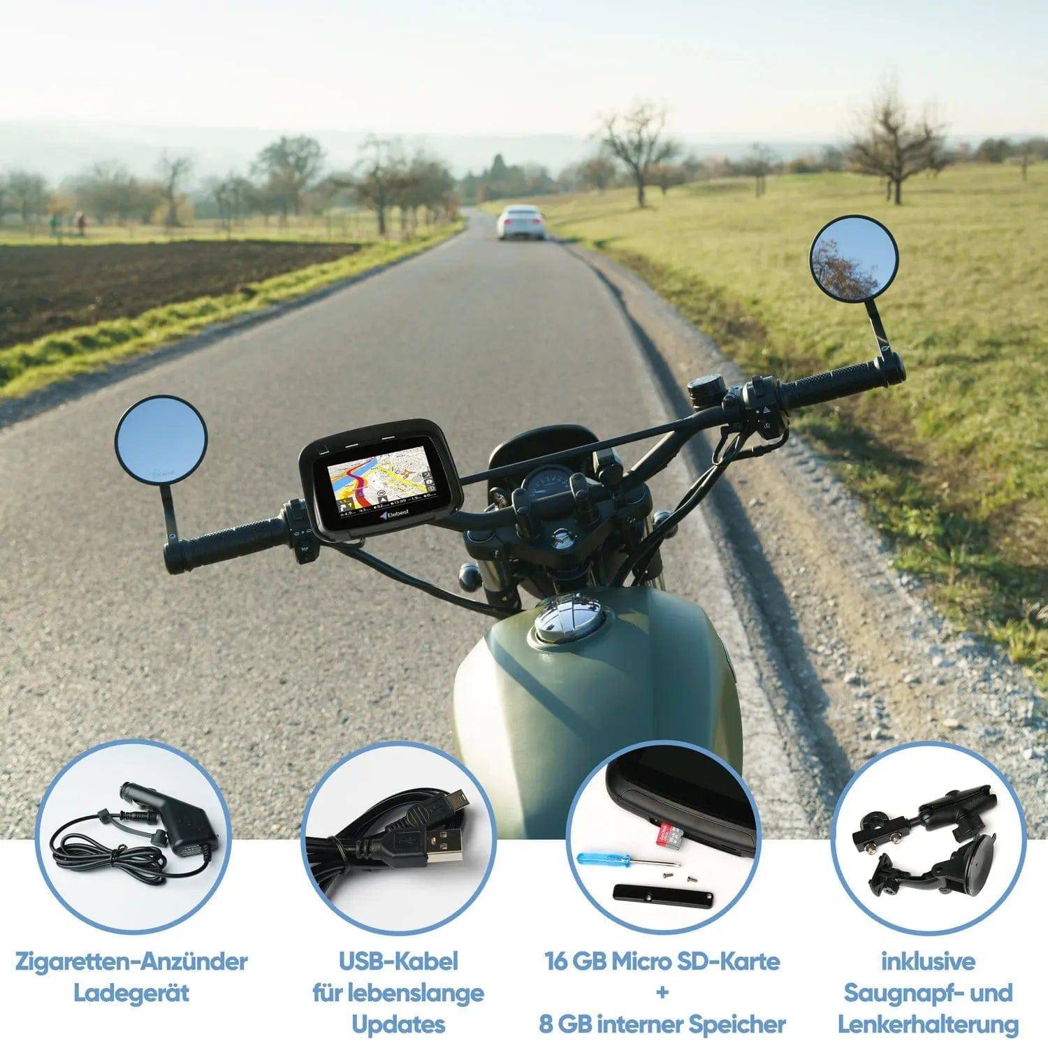 Rider W5 Motorrad-Navi 5 Zoll Display