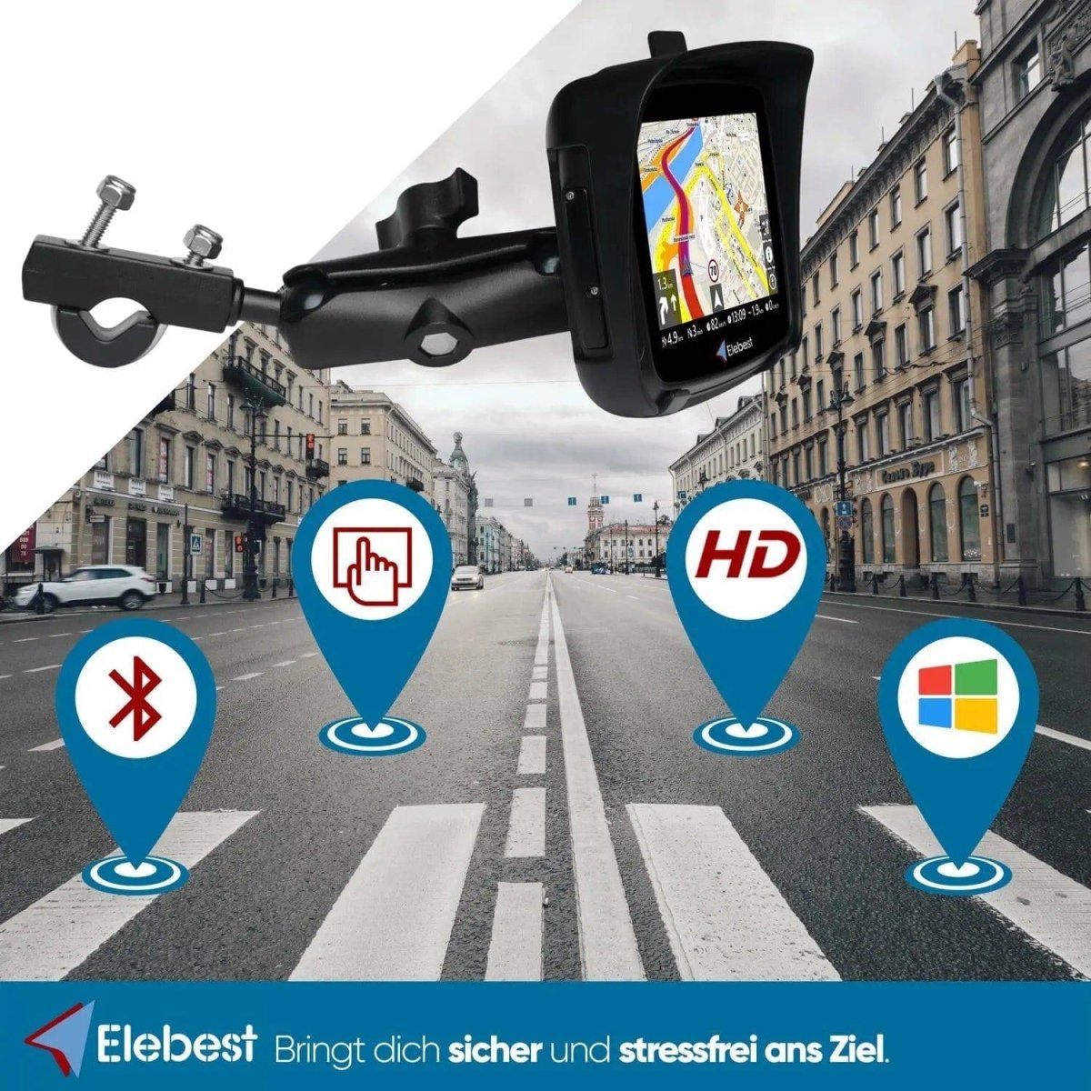 Elebest Rider W5 Motorrad - Navi 5 Zoll Display elebest motorrad navi motorrad navi test