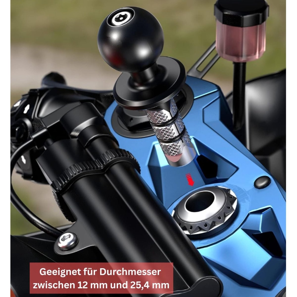 Elebest Gabelschaft - Halterung Motorrad | Kugelkopf 1 Zoll | Diebstahlsicher Gabelschaft Halterung Motorrad Kugelkopf Halterung 1 Zoll