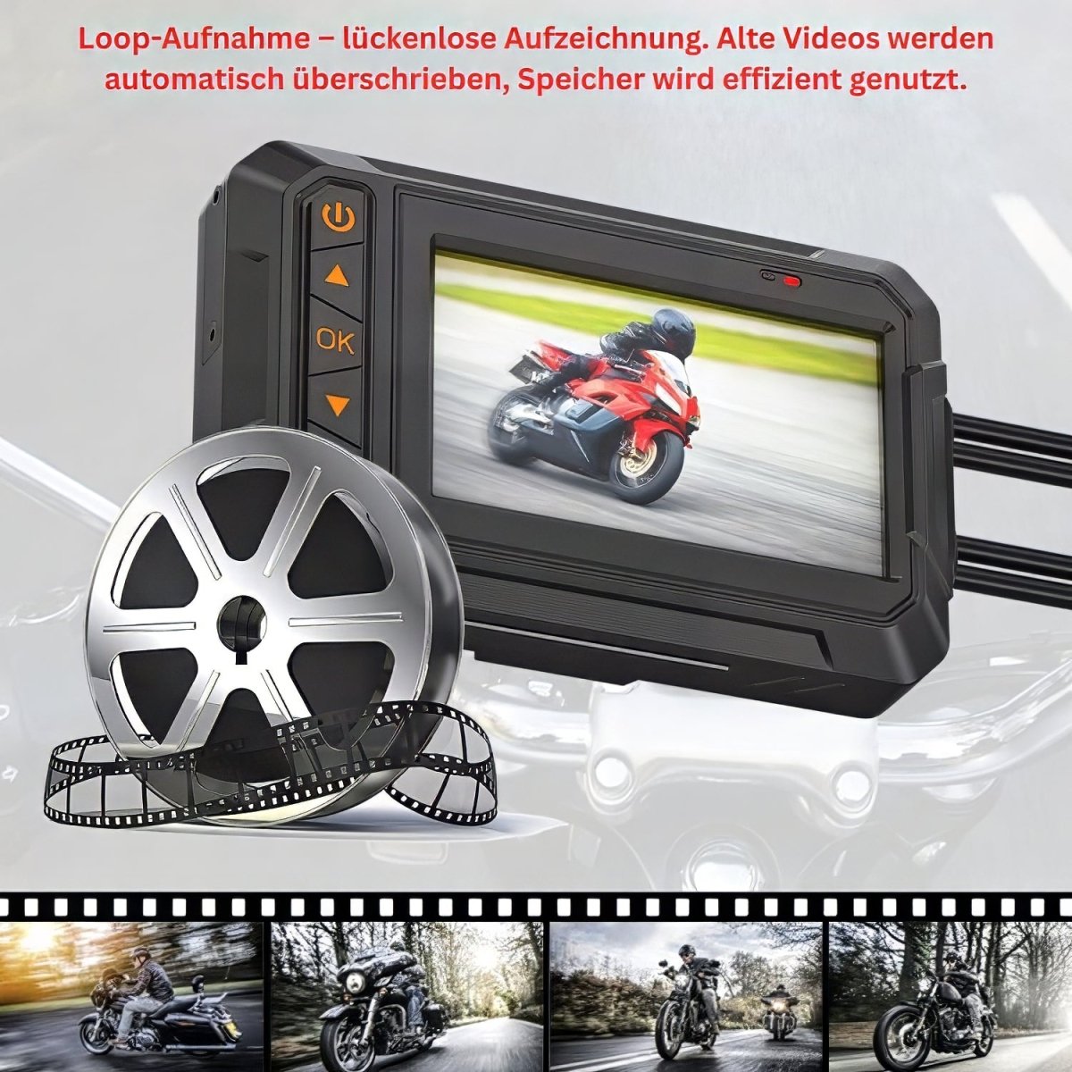 Elebest M10 Pro Motorrad Dashcam – Vor - & Rückkamera mit Nachtsicht Motorrad Dashcam Motorrad Lenker Kamera