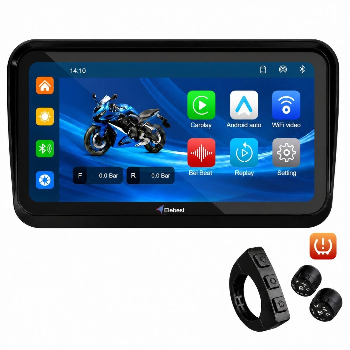 Elebest MotoPlay F83T CarPlay Motorrad Display 6,25 Zoll mit Android Auto und TPMS
