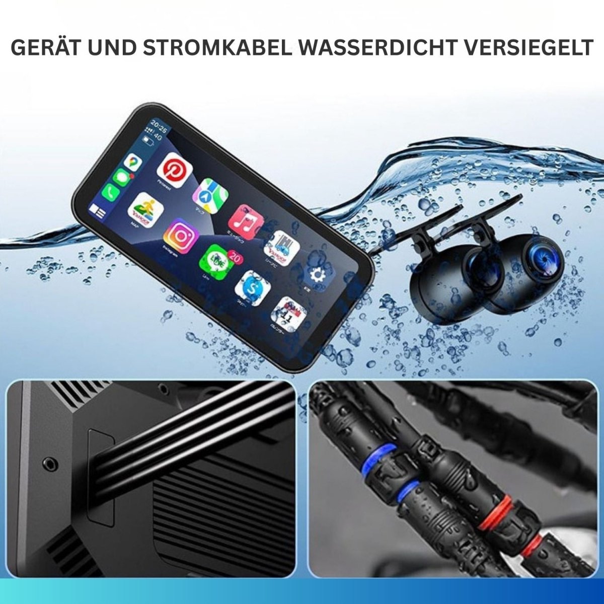 Elebest MotoPlay X6 Motorrad Navi – CarPlay Android Auto 6.25 Zoll Display 6-25-zoll-display ip67-wasserdicht