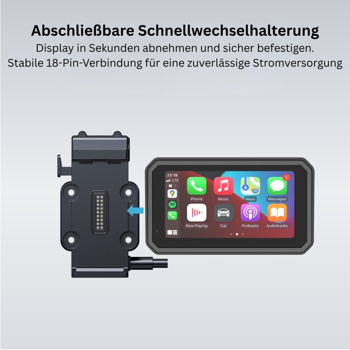 Elebest F96C abschließbare Schnellwechselhalterung mit 18-Pin-Verbindung fürs Motorrad