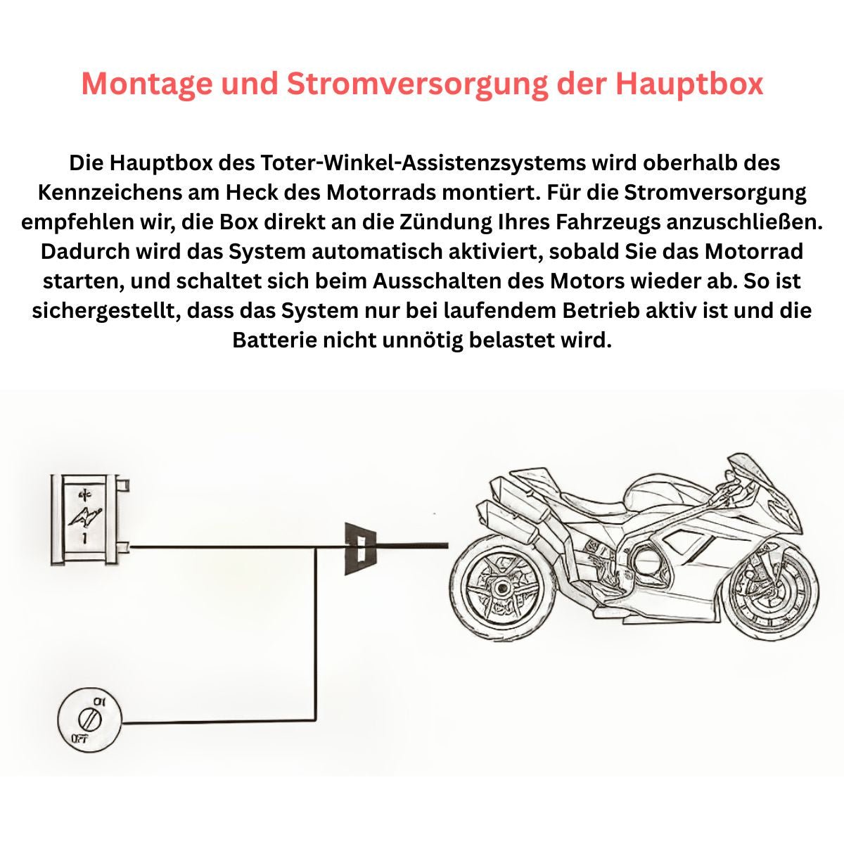 Elebest Motorrad Toter - Winkel - Assistent – Wasserdichtes Warnsystem Motorrad Navi