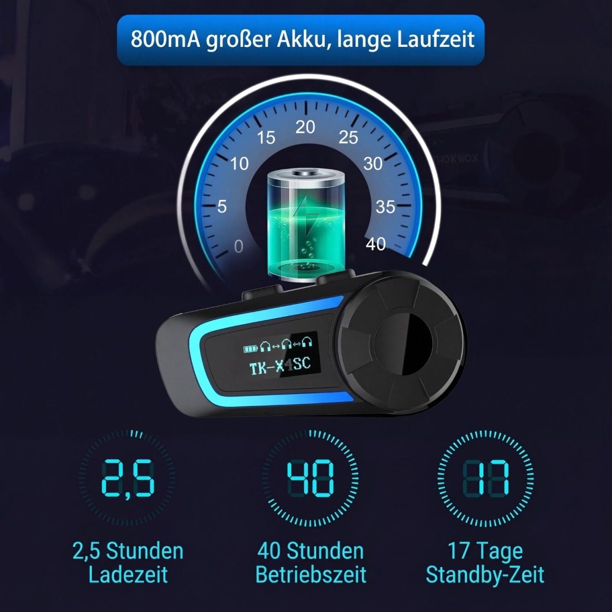 Elebest Motorrad-Bluetooth-Headset mit Freisprechfunktion