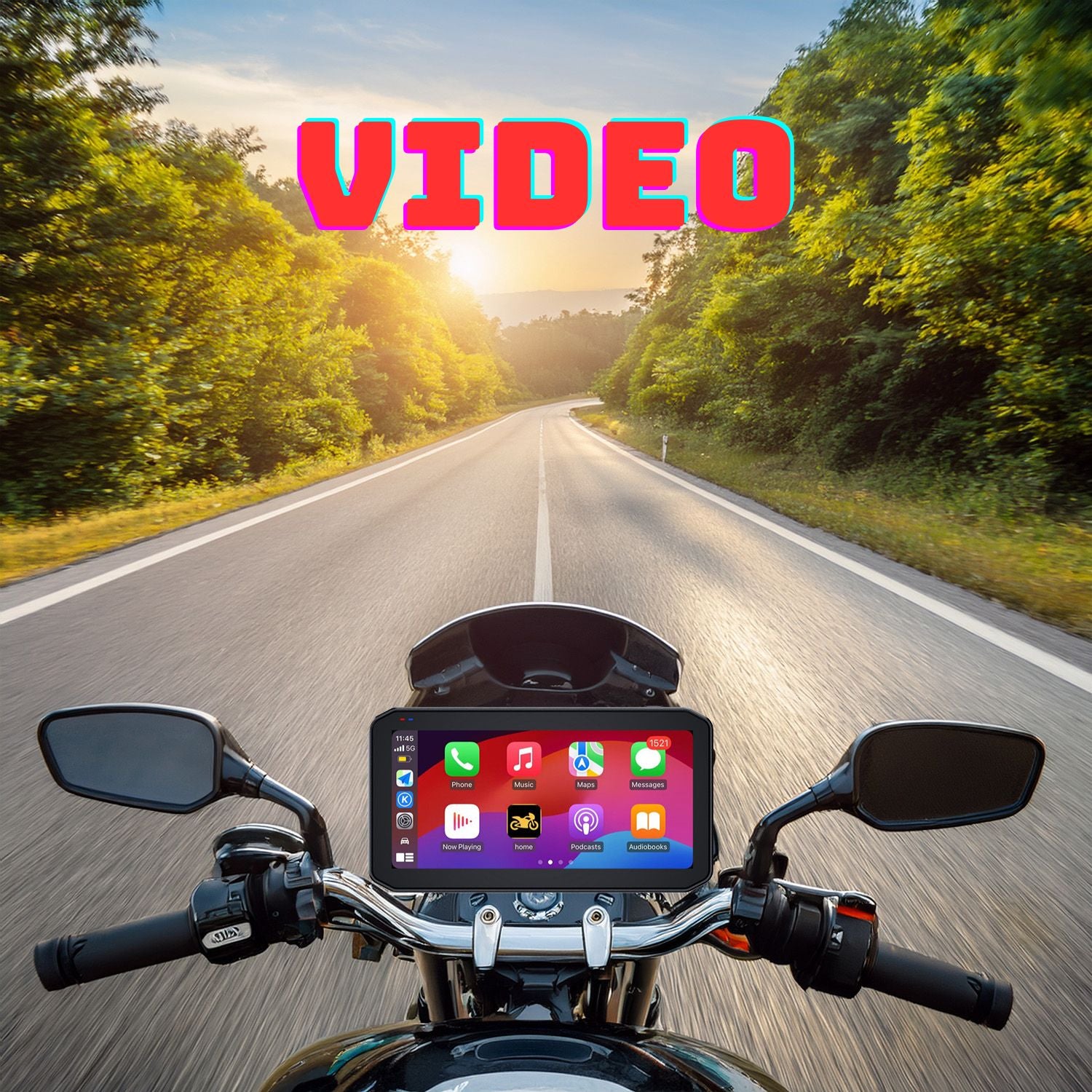 Startbildschirm mit Navi-Funktionen: Musik, Karten, Anrufe sichtbar