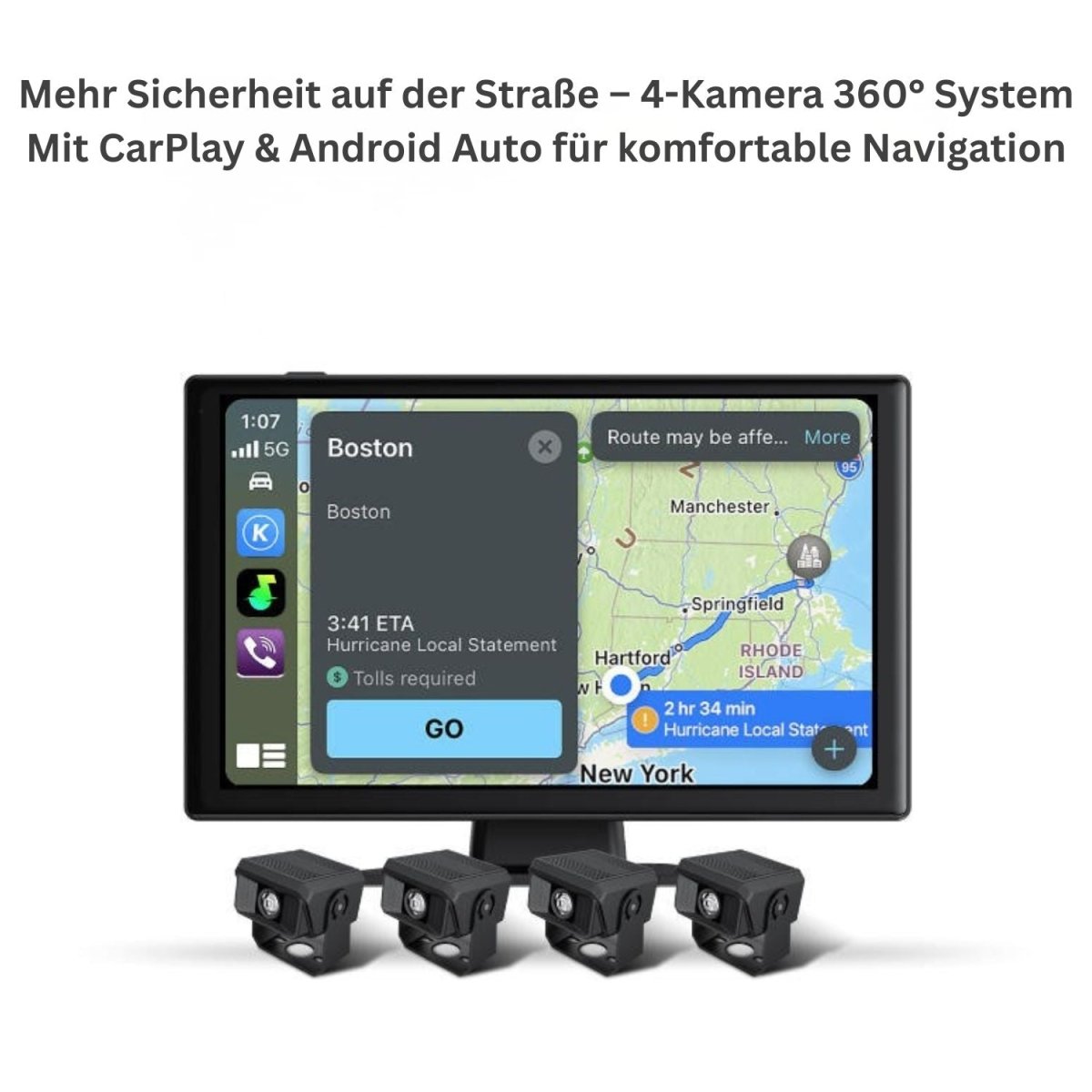 Elebest 10.1 Zoll TruckVision T10 CarPlay/Android Auto Truck - Monitor mit 4 - Kamera 10.1 Zoll Navi LKW Navi