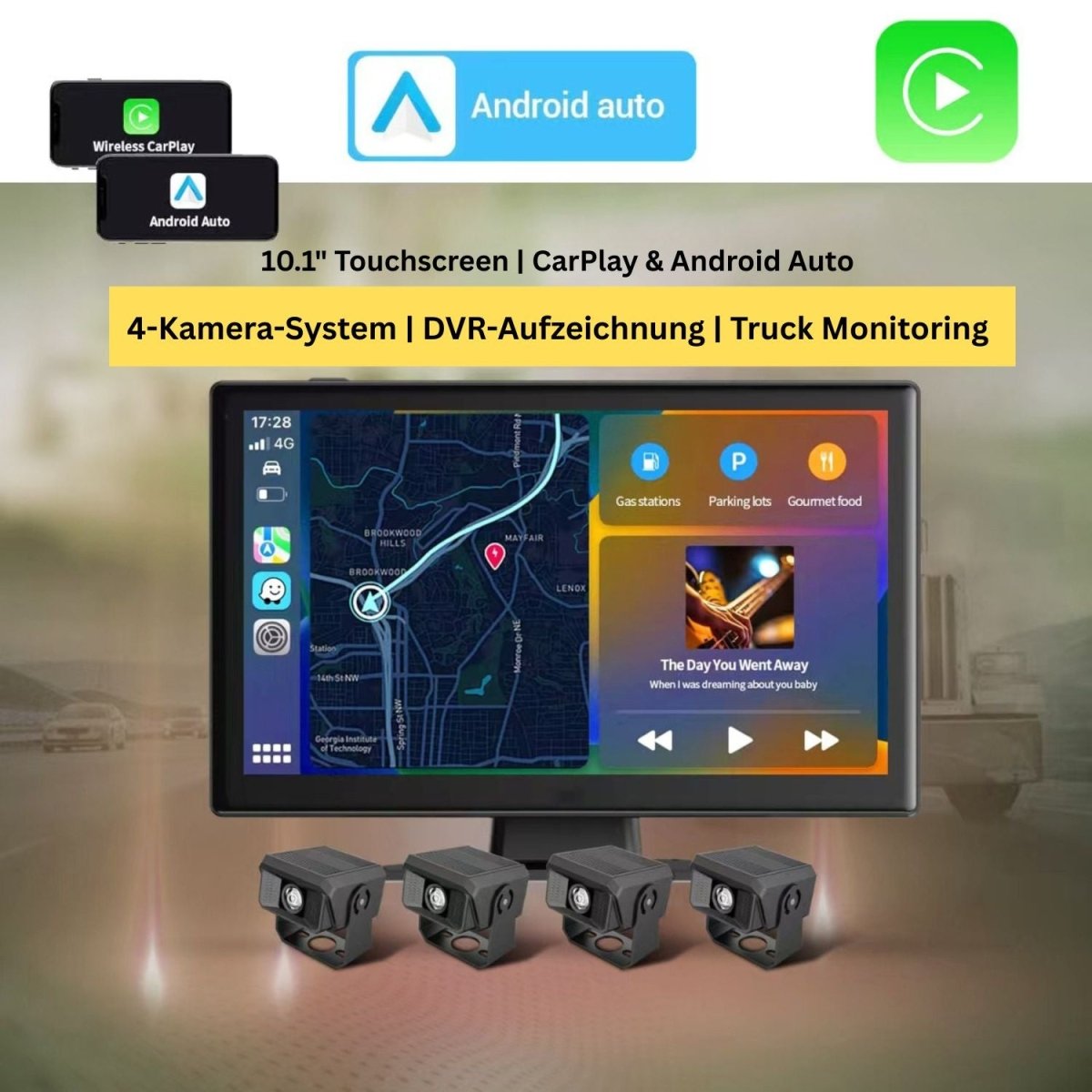 Elebest 10.1 Zoll TruckVision T10 CarPlay/Android Auto Truck - Monitor mit 4 - Kamera 10.1 Zoll Navi LKW Navi