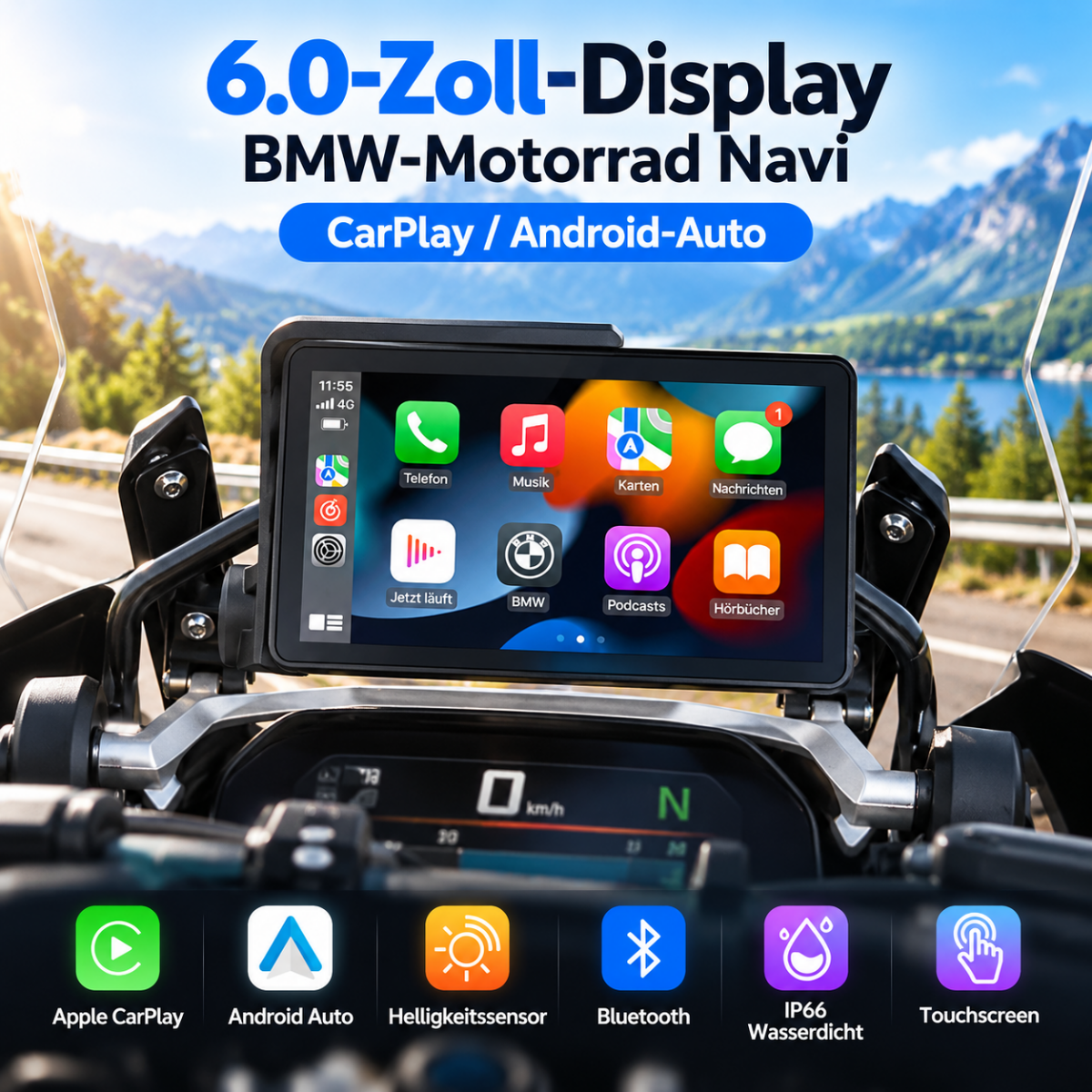 Elebest C6 Wireless CarPlay Display für BMW mit Connected Cradle