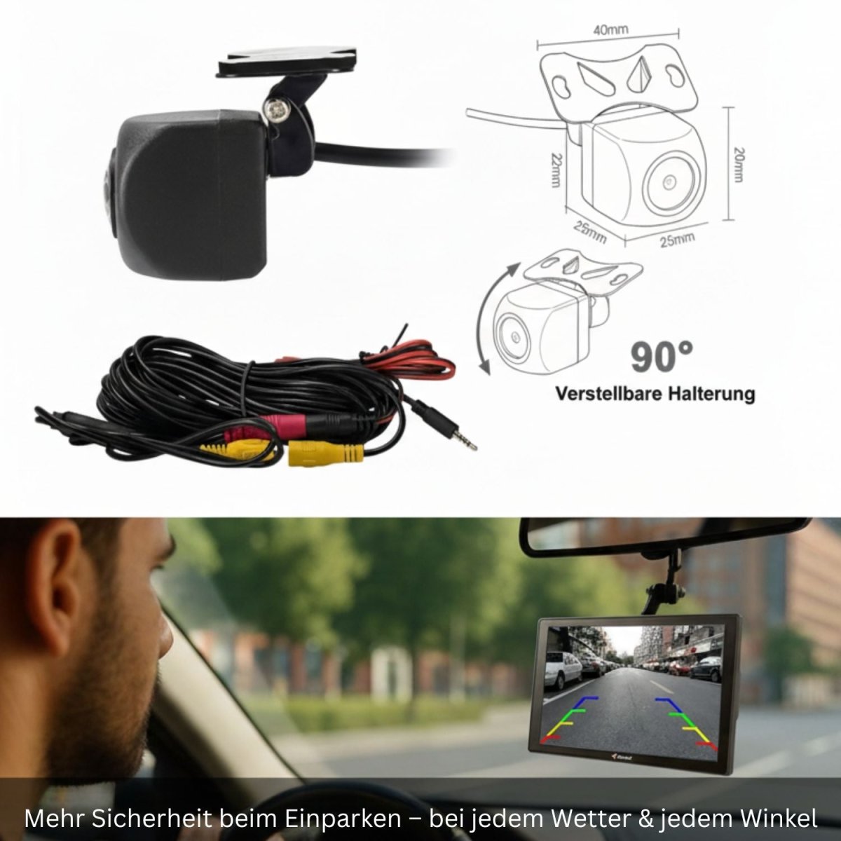 Elebest 90K Navigationssystem 9 Zoll Kabel - Rückfahrkamera Funk Rückfahrkamera LKW Navi