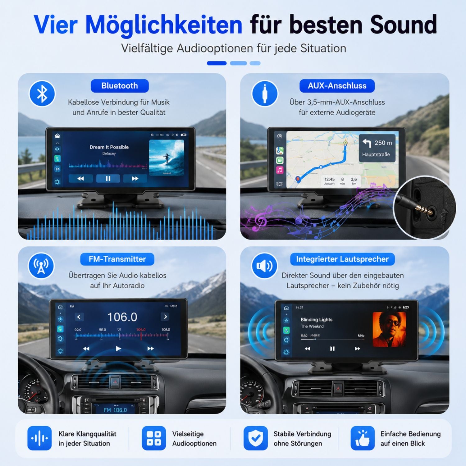Elebest F88 mit höhenverstellbarer 4K-Dashcam zur Fahrtaufzeichnung