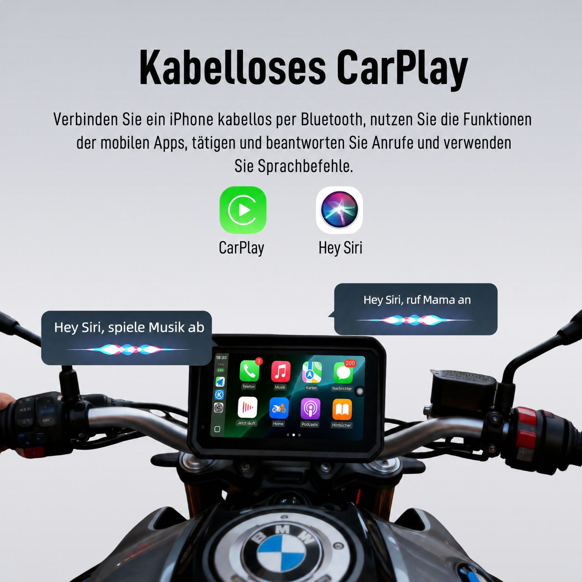 Motorrad CarPlay F96C Display 6 Zoll | Dashcam | TPMS | Abschließbare Halterung