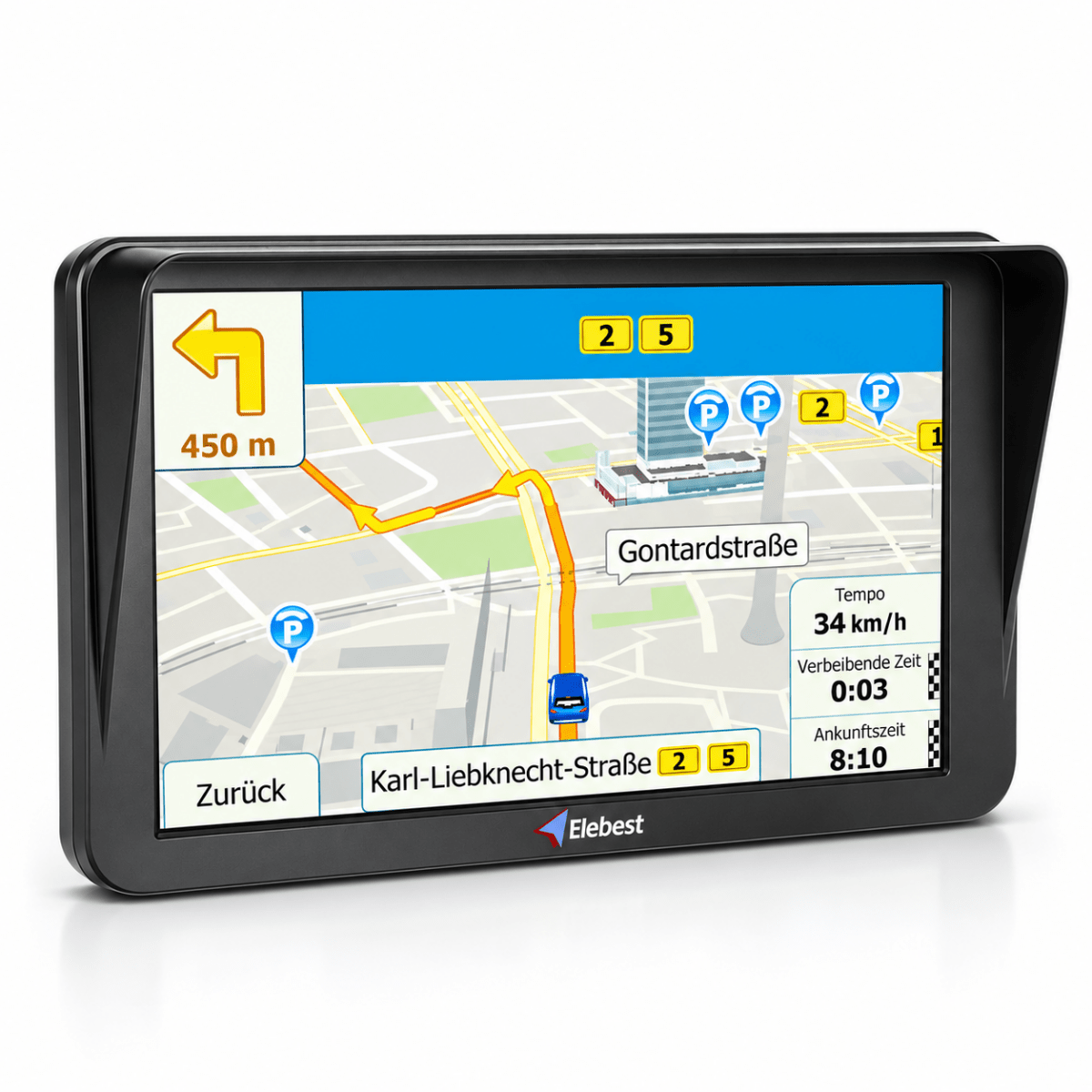 Elebest 9 Zoll Navi für Auto, Wohnmobil und Lkw mit Europa-Karten