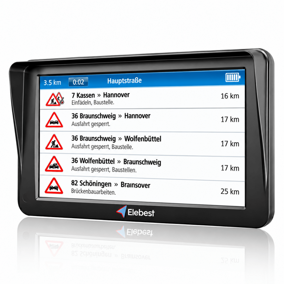 Elebest 9 Zoll Navi mit Maßeingabe für Höhe, Länge und Gewicht