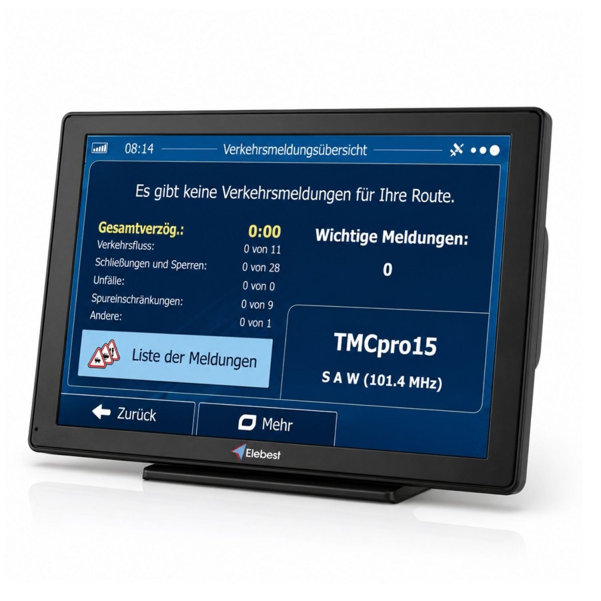 9-Zoll-TMC-Navi mit Fahrzeugprofilen für Auto, Wohnmobil und Lkw
